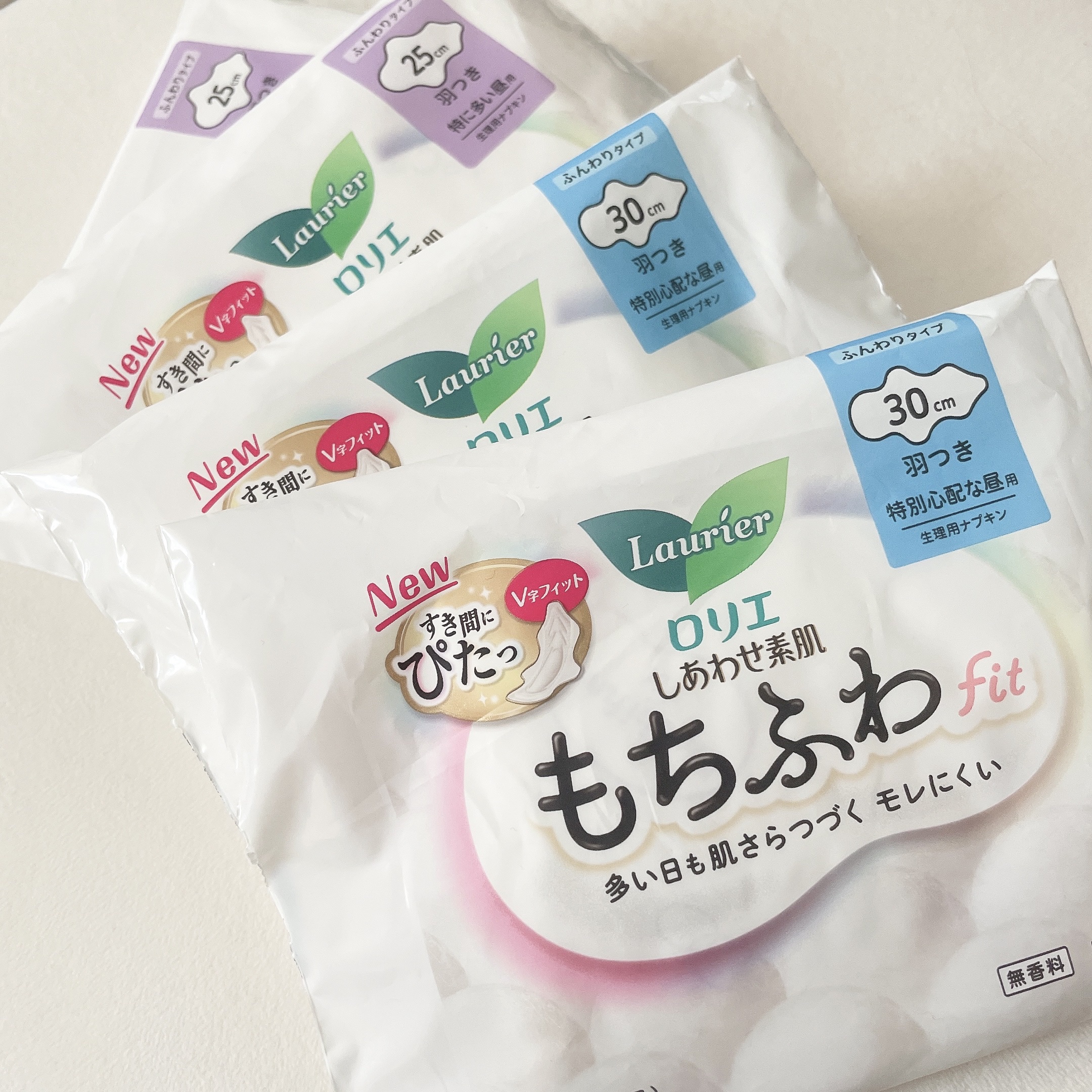 Mimi Beauty キャンペーンでいただきました。

ロリエ もちふわ fit 25cm　30cm

厚みがあるふわふわした感じ♡
お尻側が三角になっていてフィット感がある
#PR #mimibeauty #ロリエ#