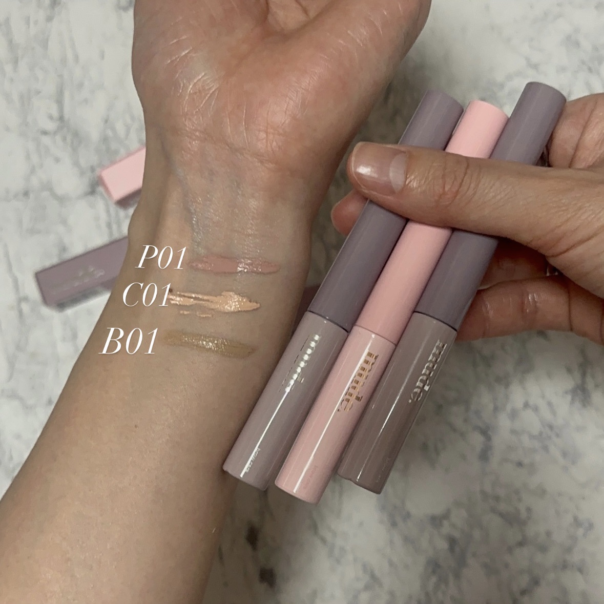 インスパイアスキニーブロウカラ/mude./眉マスカラを使ったクチコミ（3枚目）