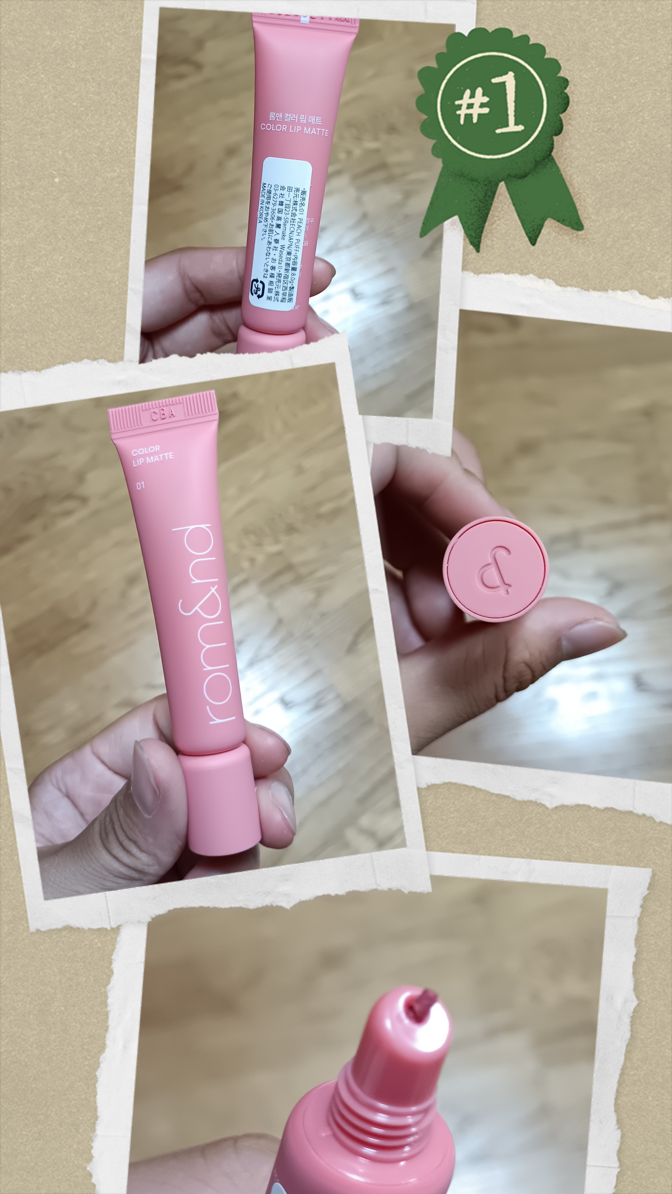 カラーリップマット 01 ピーチパフ/rom&nd/口紅を使ったクチコミ（2枚目）