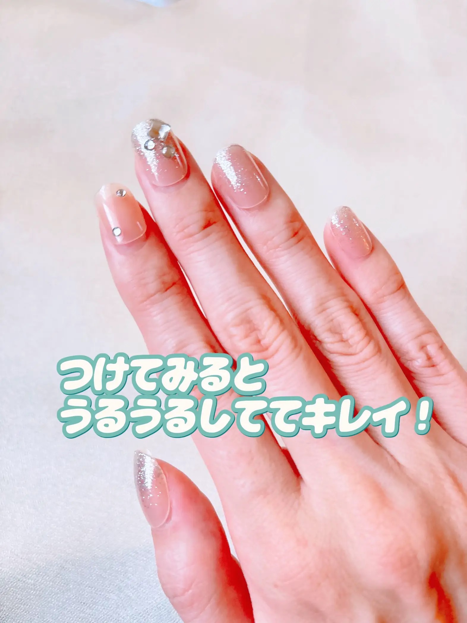 ピンクベージュネイルのネイルデザイン】ネイルチップ（ハンド