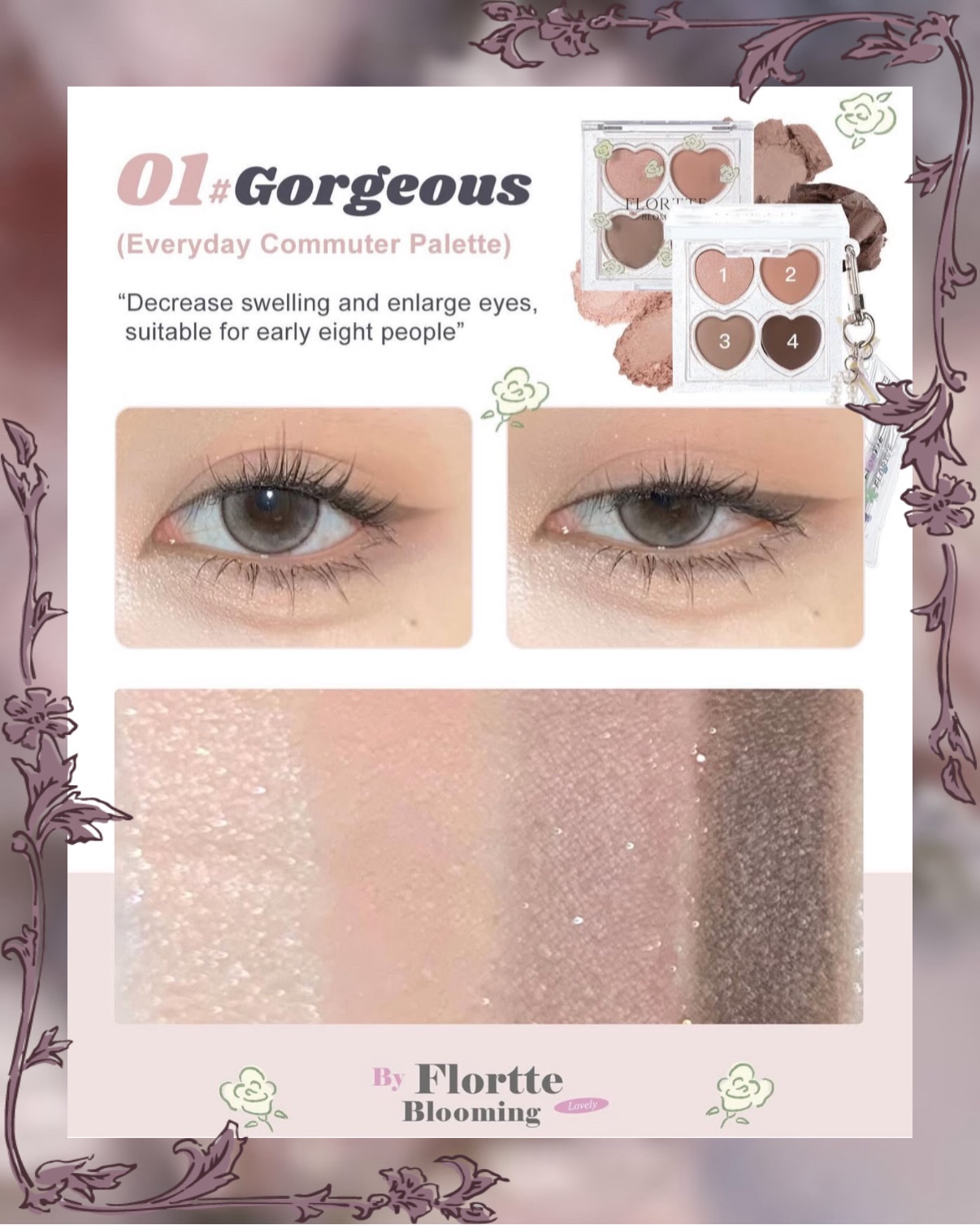 Love Yourself 4-Color Eyeshadow Palette/FLORTTE/アイシャドウパレットを使ったクチコミ（3枚目）