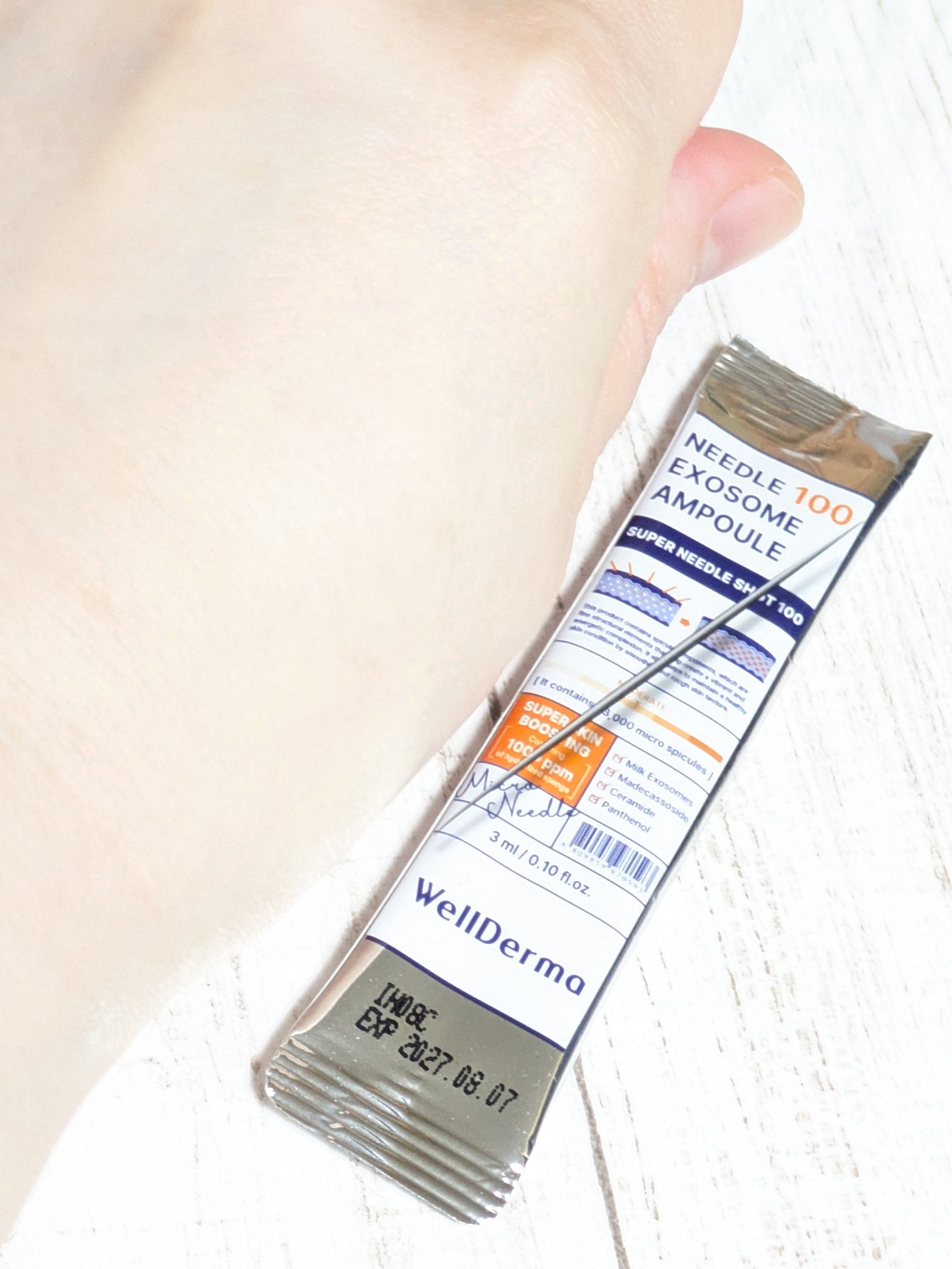 ウェルダーマニードル100 エクソソームアンプル 3g/WellDerma/美容液を使ったクチコミ（2枚目）