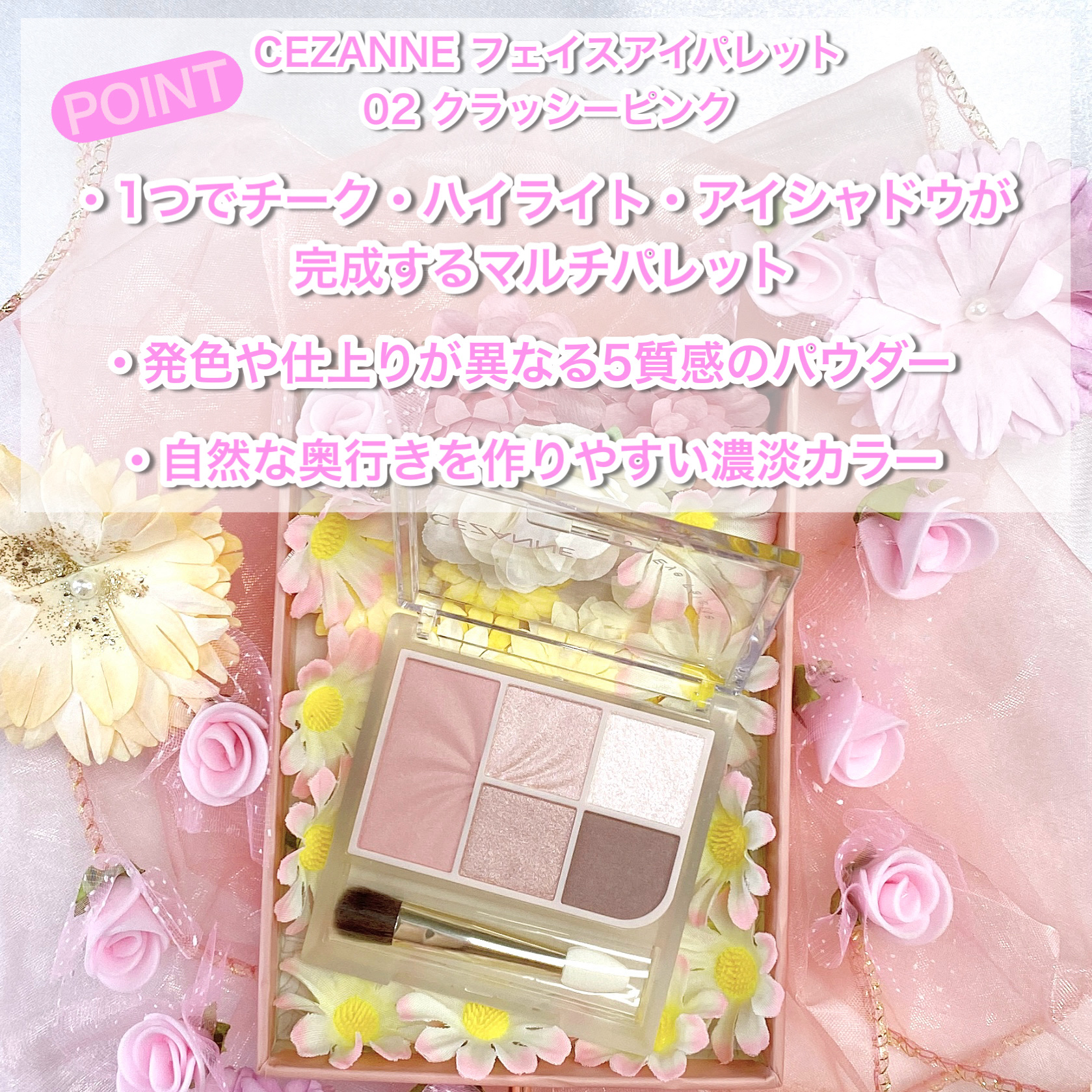 フェイスアイパレット/CEZANNE/アイシャドウを使ったクチコミ（2枚目）