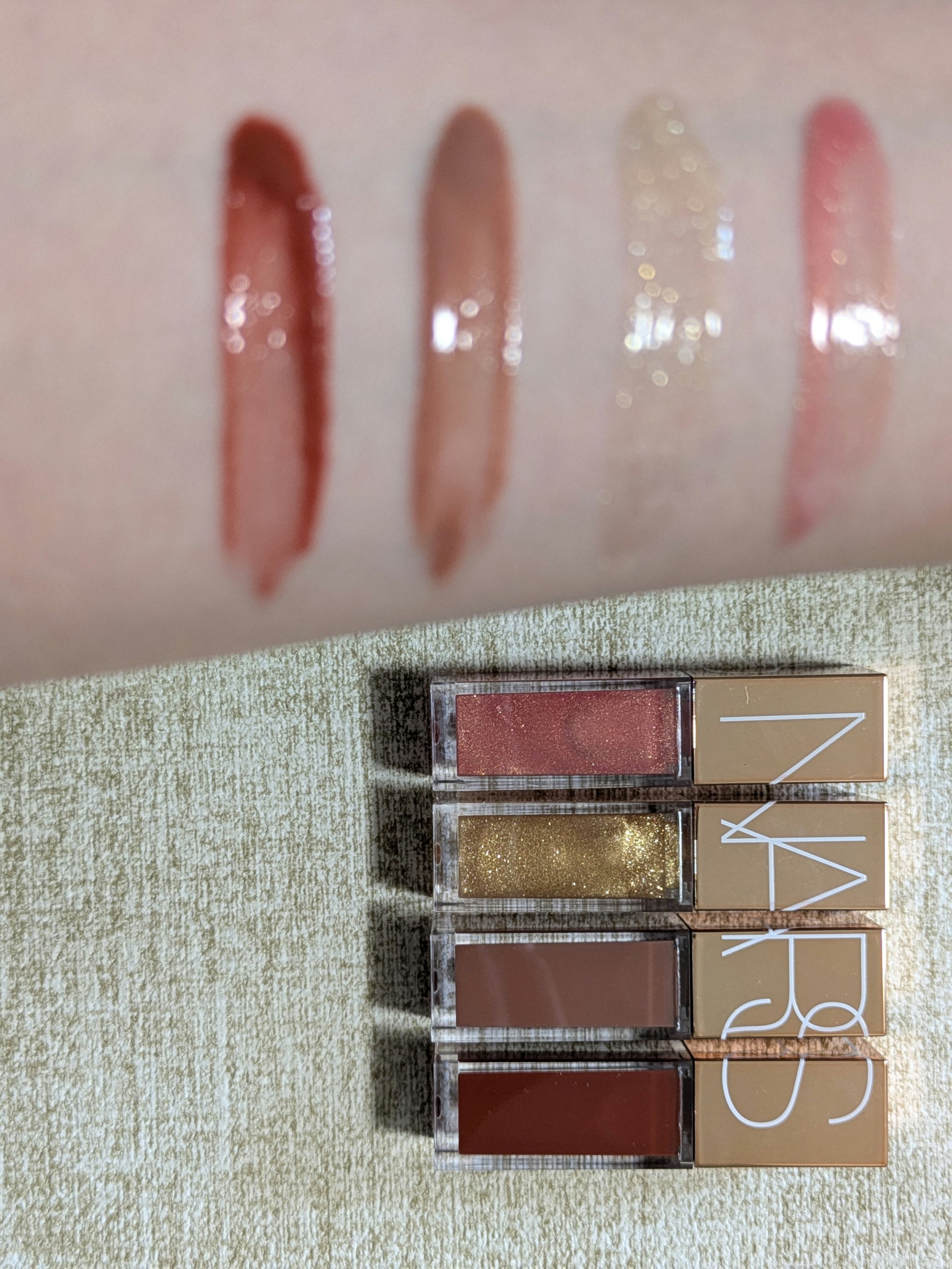 NARS ミニアフターグロー リップシャインセットのクチコミ「NARS
ミニアフターグロー リップシャインセット
・ORGASM:ピーチピンク&ゴールデンシ.....」（3枚目）