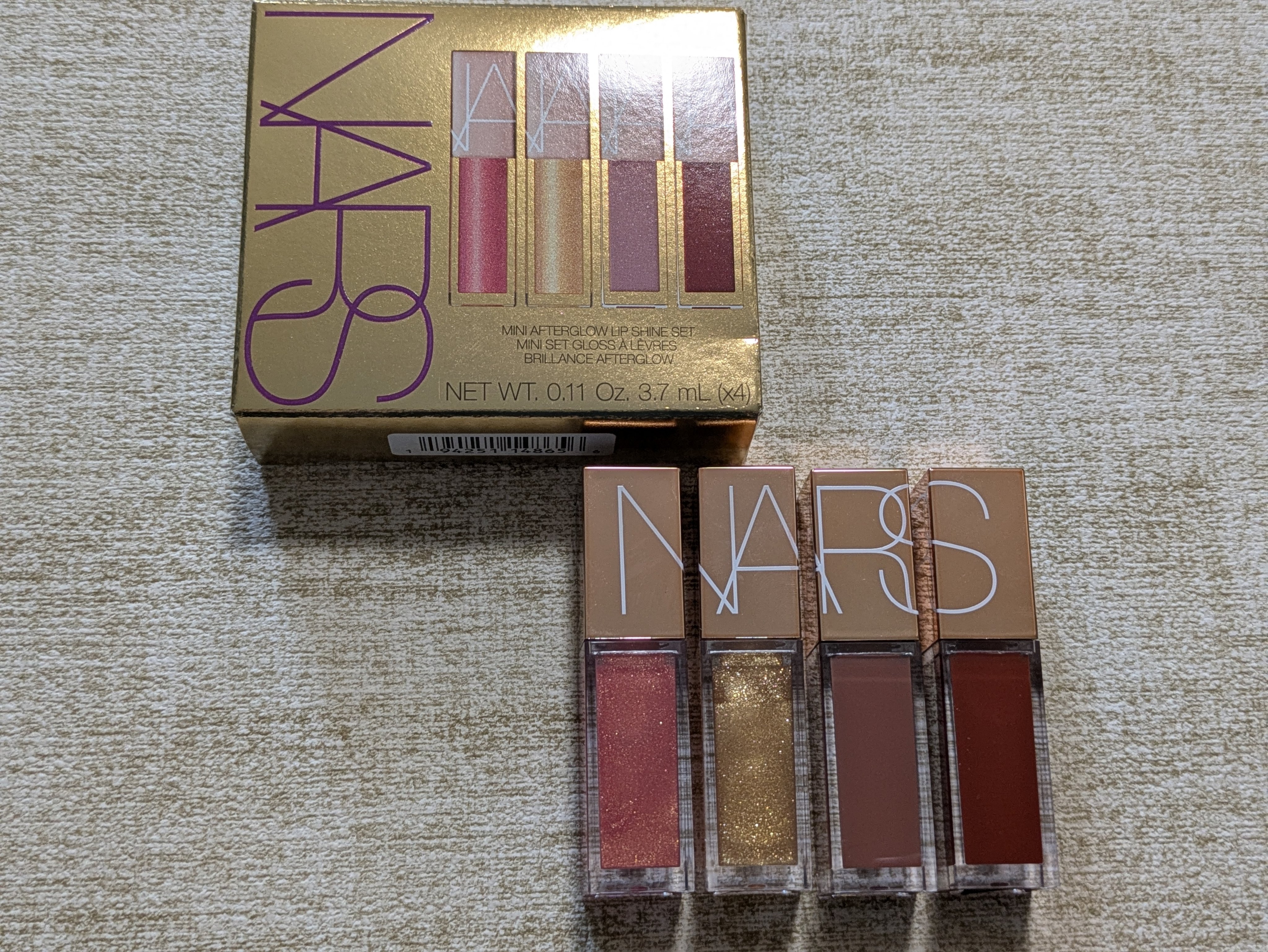 NARS ミニアフターグロー リップシャインセットのクチコミ「NARS
ミニアフターグロー リップシャインセット
・ORGASM:ピーチピンク&ゴールデンシ.....」（1枚目）