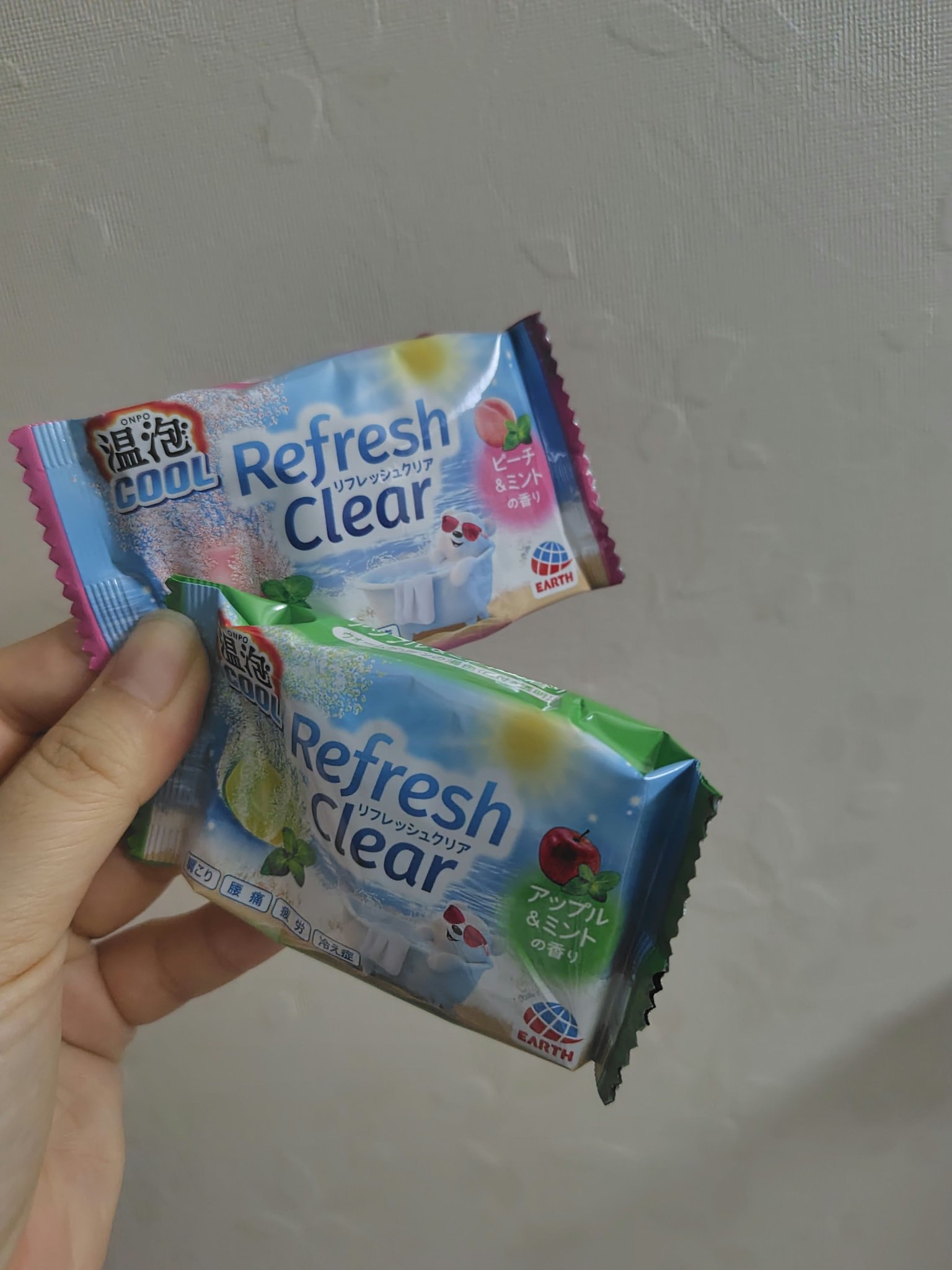 温泡 温泡 リフレッシュクリアのクチコミ「温泡　クール　リフレッシュクリア

ハーブ、アップル、シトラス、ピーチそれぞれの香り＋ミント
.....」（2枚目）