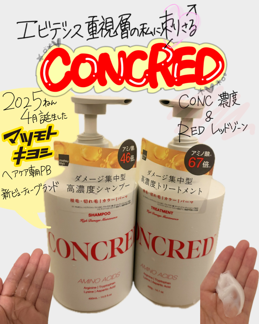 ハイダメージ メンテナンス シャンプー/トリートメント/matsukiyo CONCRED/市販シャンプーを使ったクチコミ（1枚目）