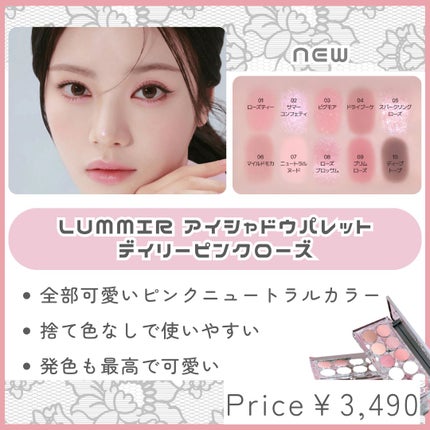 ルミル ライトオンアイズシャドウパレットのクチコミ「超可愛いピンクメイク好きさん必見アイパレット🩷
✧• ─────────── •✧
【使った商.....」(2枚目)