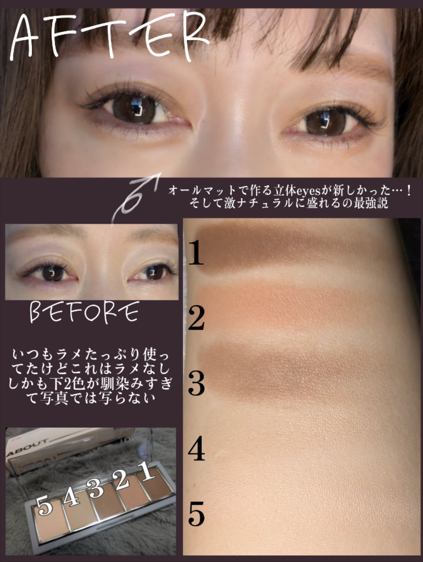 リターントゥーベーシックシャドウパレット/ABOUT TONE/アイシャドウパレットを使ったクチコミ（3枚目）