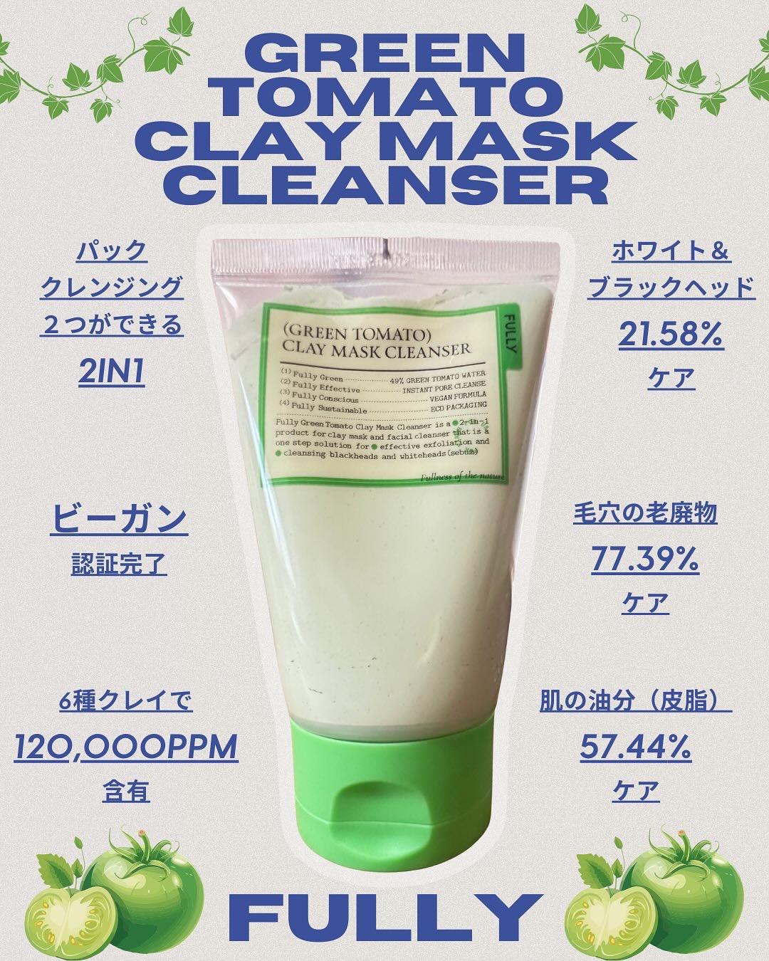 グリーントマトクレイマスククレンザー/FULLY/洗い流すパック・マスクを使ったクチコミ（1枚目）