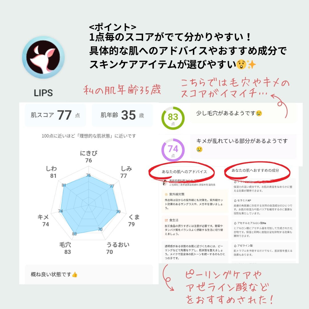 SAYA on LIPS 「■肌診断やってる?3つのアプリの結果を比べてみた!■肌年齢や肌..」(9枚目)