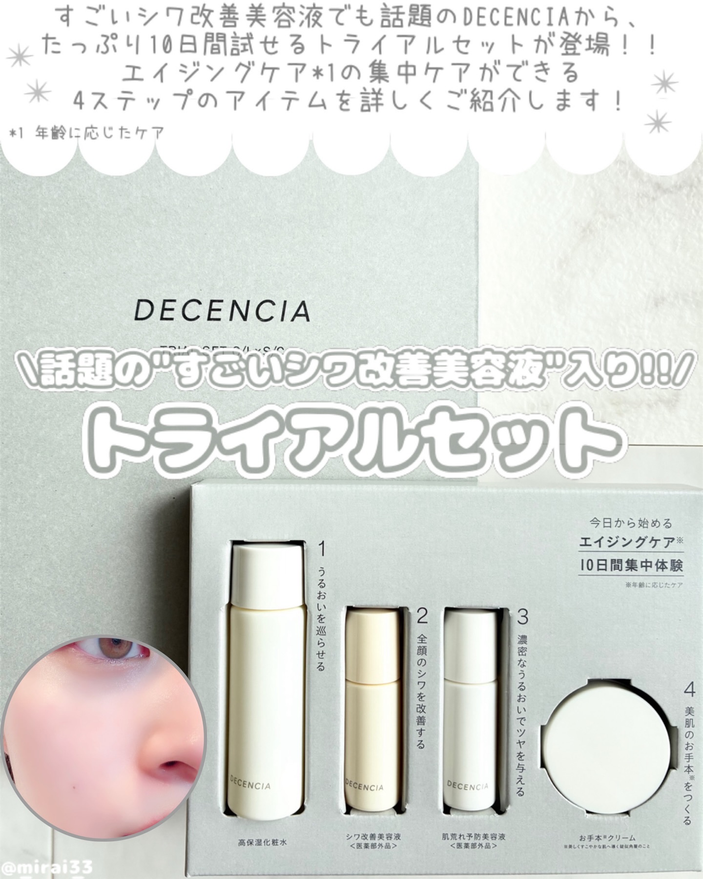 ディセンシア トライアルセットO/NL/DECENCIA/トライアルキットを使ったクチコミ（1枚目）