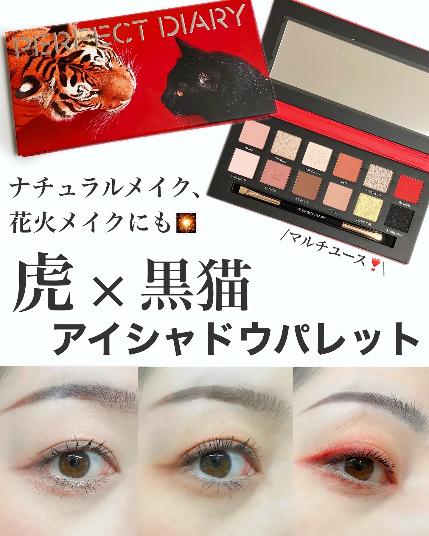 エクスプローラ12色 動物アイシャドウパレット/PERFECT DIARY/アイシャドウパレットを使ったクチコミ（1枚目）