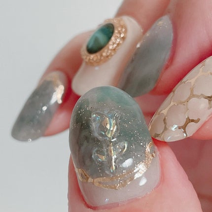 セミキュアジェルネイル(ハンド)/ohora/ネイルシールを使ったクチコミ(4枚目)