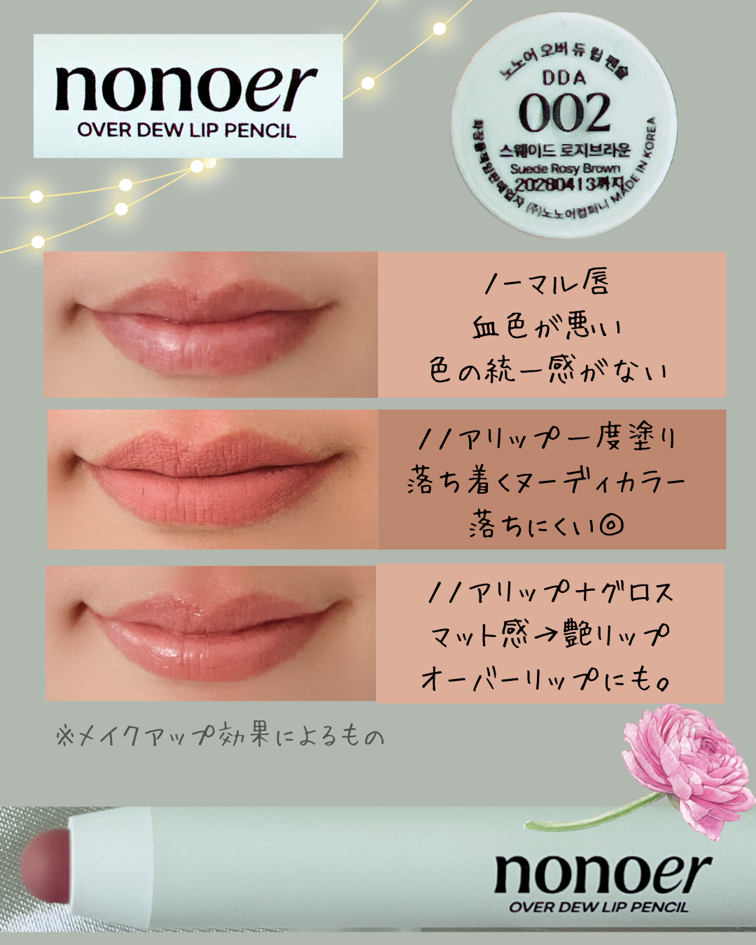 オーバーデューリップペンシル/nonoer/リップライナーを使ったクチコミ(4枚目)