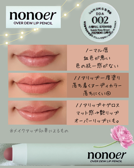 オーバーデューリップペンシル/nonoer/リップライナーを使ったクチコミ(4枚目)