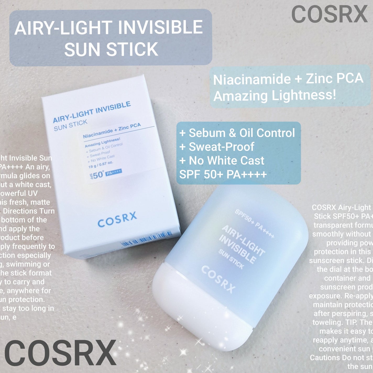 エアリーライト 透明UVスティック/COSRX/日焼け止めスティックを使ったクチコミ(1枚目)