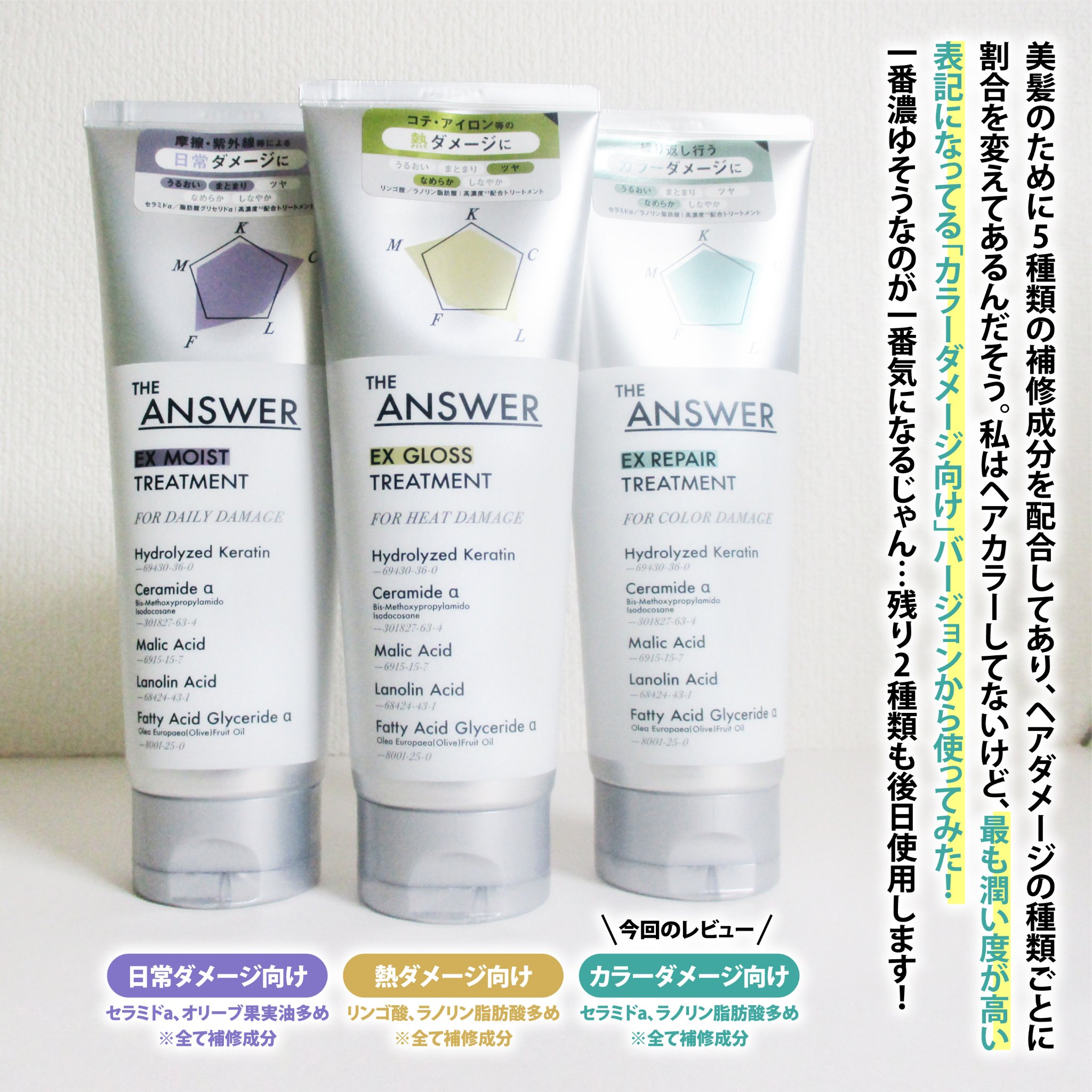 THE ANSWER EXリペアトリートメント FOR COLOR DAMAGE/THE ANSWER/洗い流すヘアトリートメントを使ったクチコミ（2枚目）