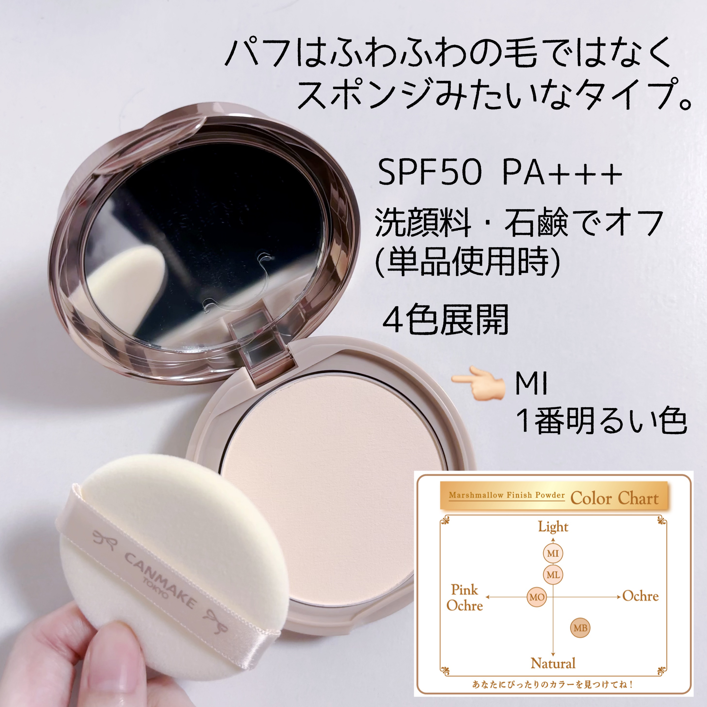 マシュマロフィニッシュパウダー MI マットアイボリーオークル（新パッケージ）/キャンメイク/プレストパウダーを使ったクチコミ（2枚目）