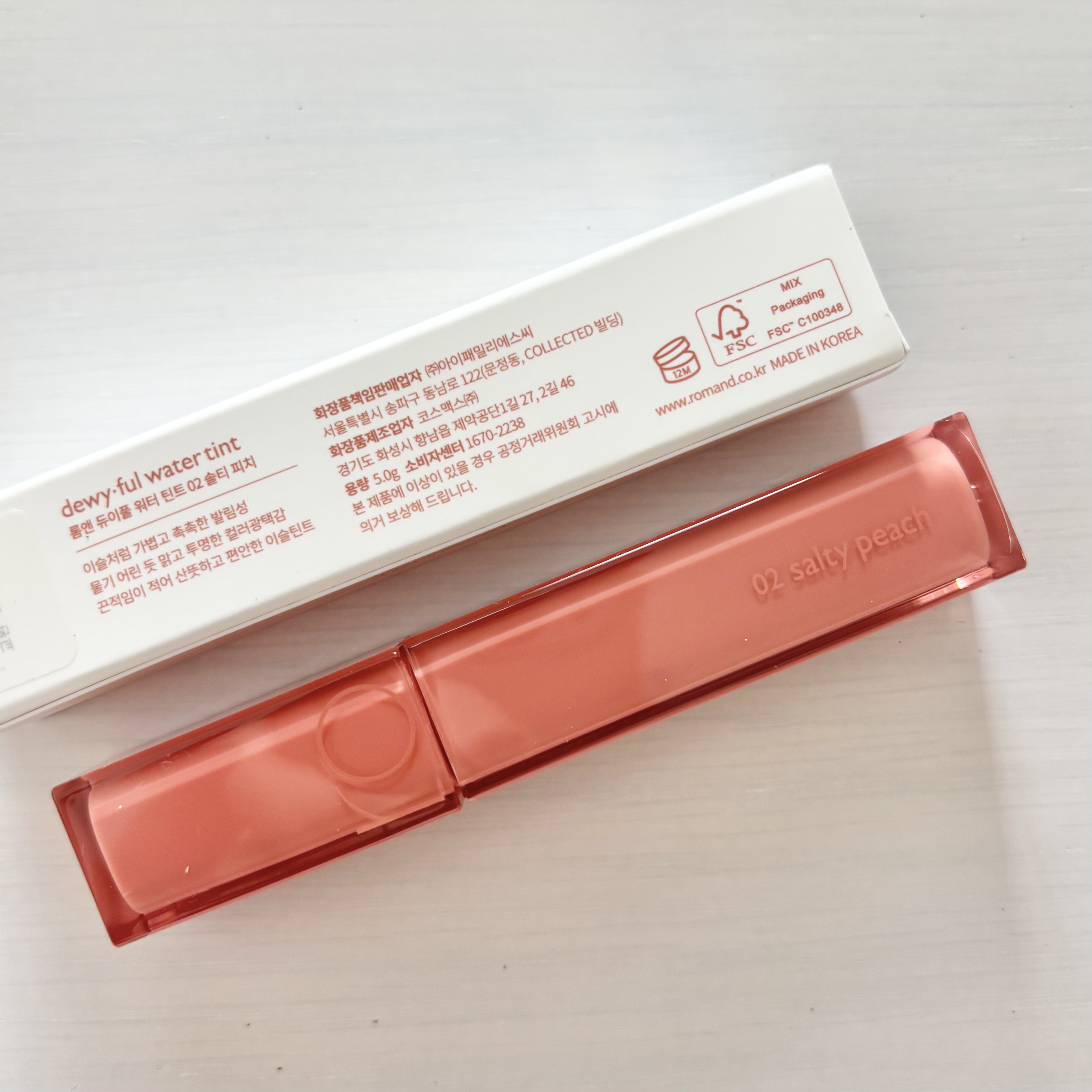 デュイフルウォーターティント 02 ソルティーピーチ/rom&nd/リップティントを使ったクチコミ（3枚目）