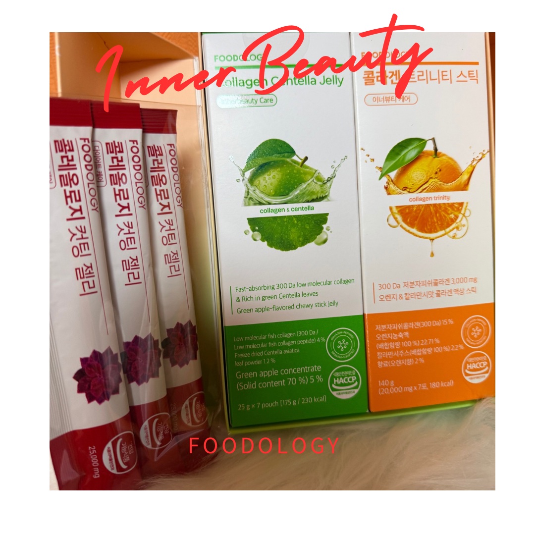 FOODOLOGY
コラーゲンセンテラゼリー
コラーゲントリニティスティック
コレオロジーカットゼリー

以前メガ割で購入したもの💓

トリニティスティック(🍊)はゼリーだと思ってたら
若干とろみのあるオレンジジュースでした🤣🤣

