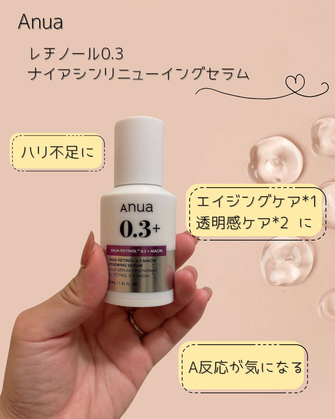 レチノール0.3 ナイアシンリニューイングセラム/Anua/美容液を使ったクチコミ（1枚目）