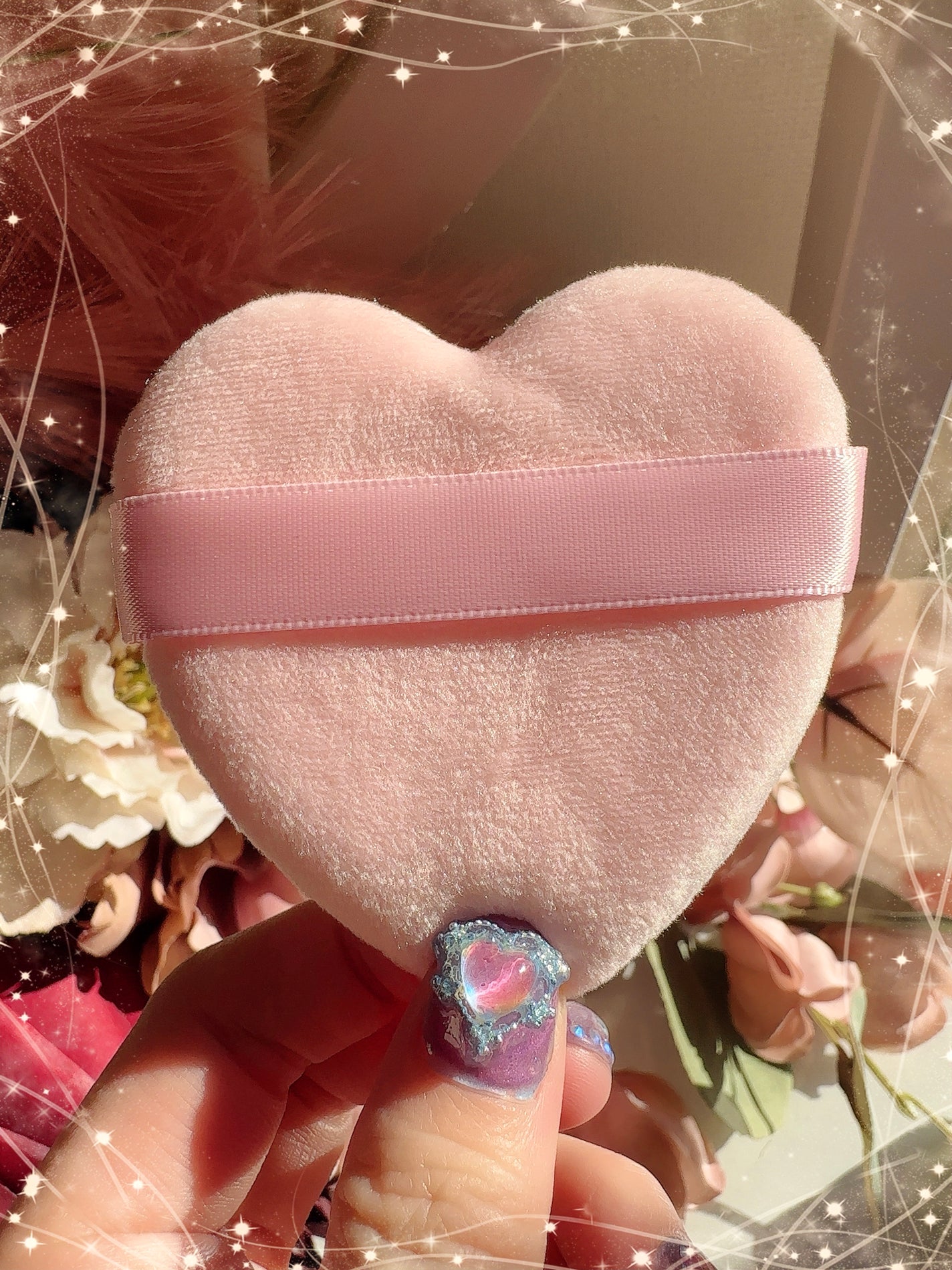 パウダーパフ ハート ケースベルト付き/DAISO/パフ・スポンジを使ったクチコミ(5枚目)