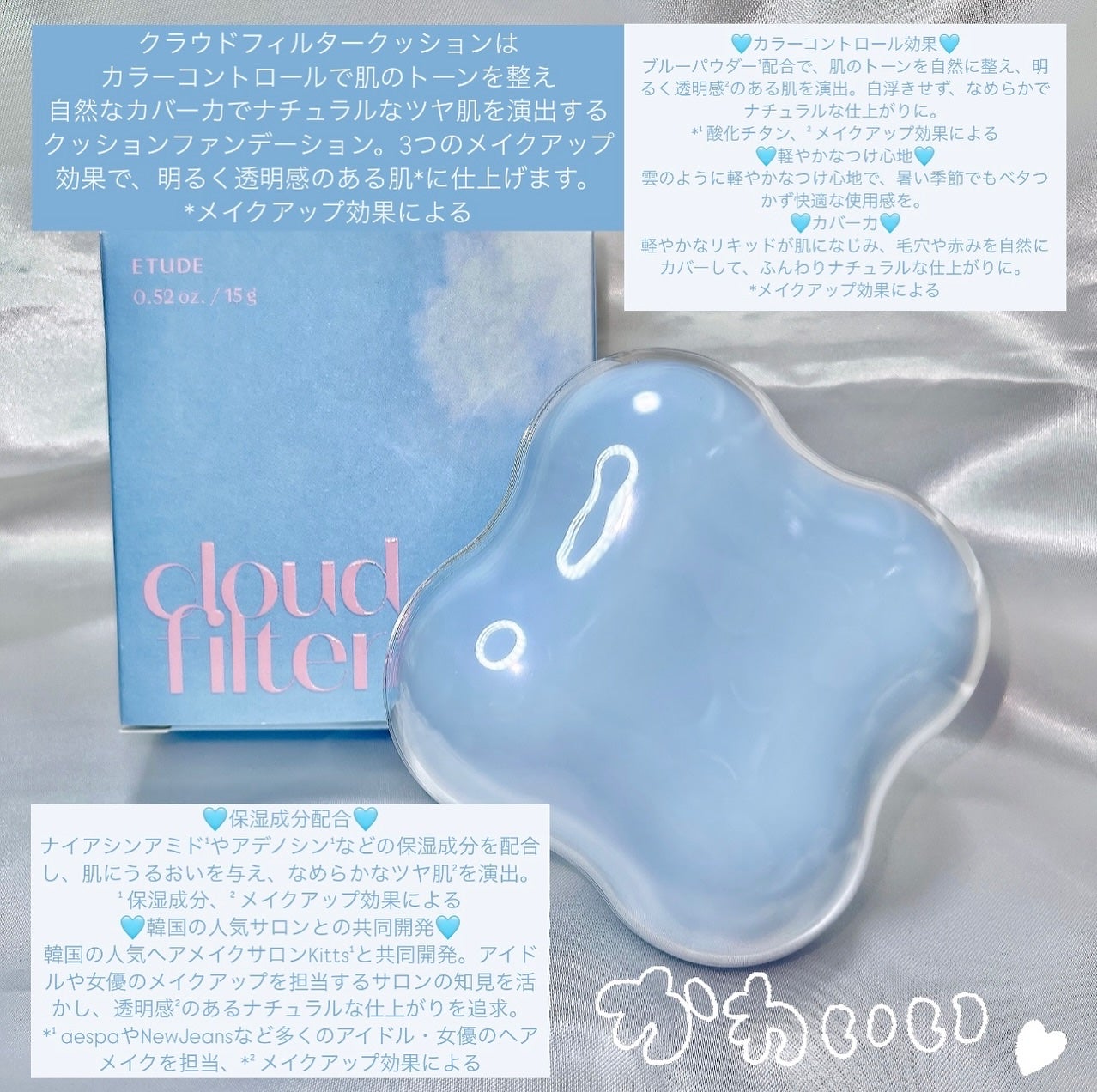 クラウドフィルタークッション/ETUDE/クッションファンデーションを使ったクチコミ(2枚目)