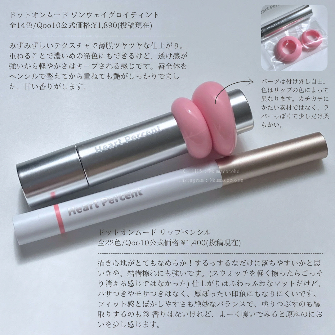 ドットオンムードリップペンシル 21 ロージーリップス/Heart Percent/リップライナーを使ったクチコミ（2枚目）