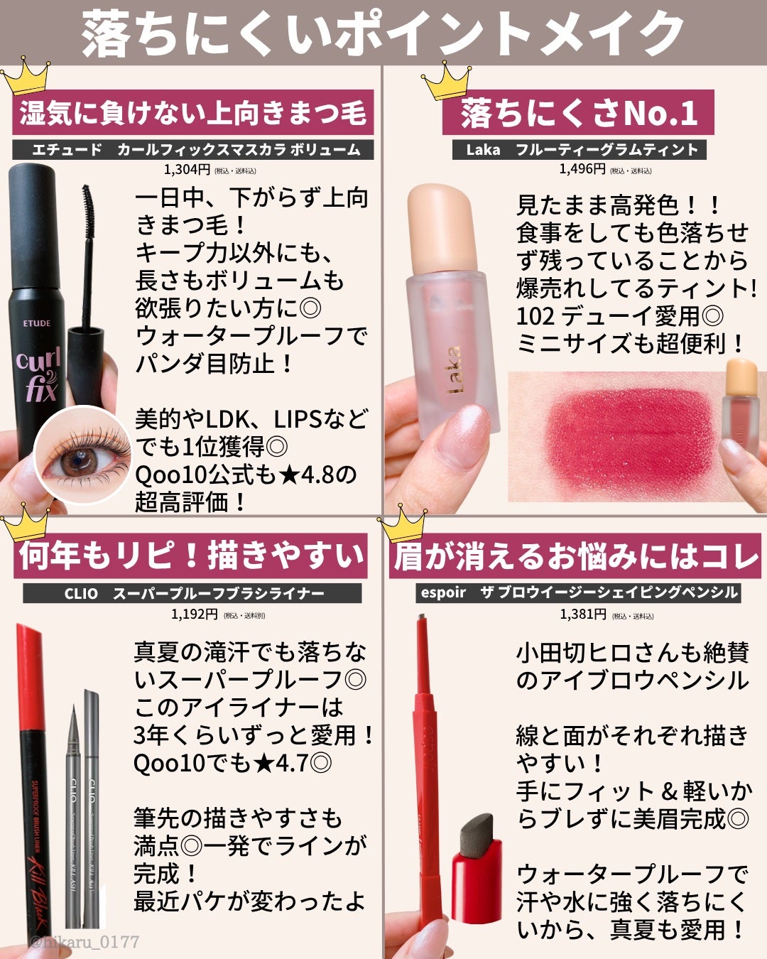ひかる|肌悩み・成分・効果重視のスキンケア🌷 on LIPS 「滝汗でも崩れないコスメ厳選まとめ🤍/いろいろ試した中で、私が「..」(7枚目)
