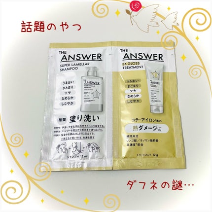 THE ANSWER THE ANSWER スーパーラメラシャンプー&EXグロストリートメント お試し容量ペアのクチコミ「THE ANSWER
スーパーラメラシャンプー&
EXグロストリートメント お試し容量ペア
.....」(1枚目)