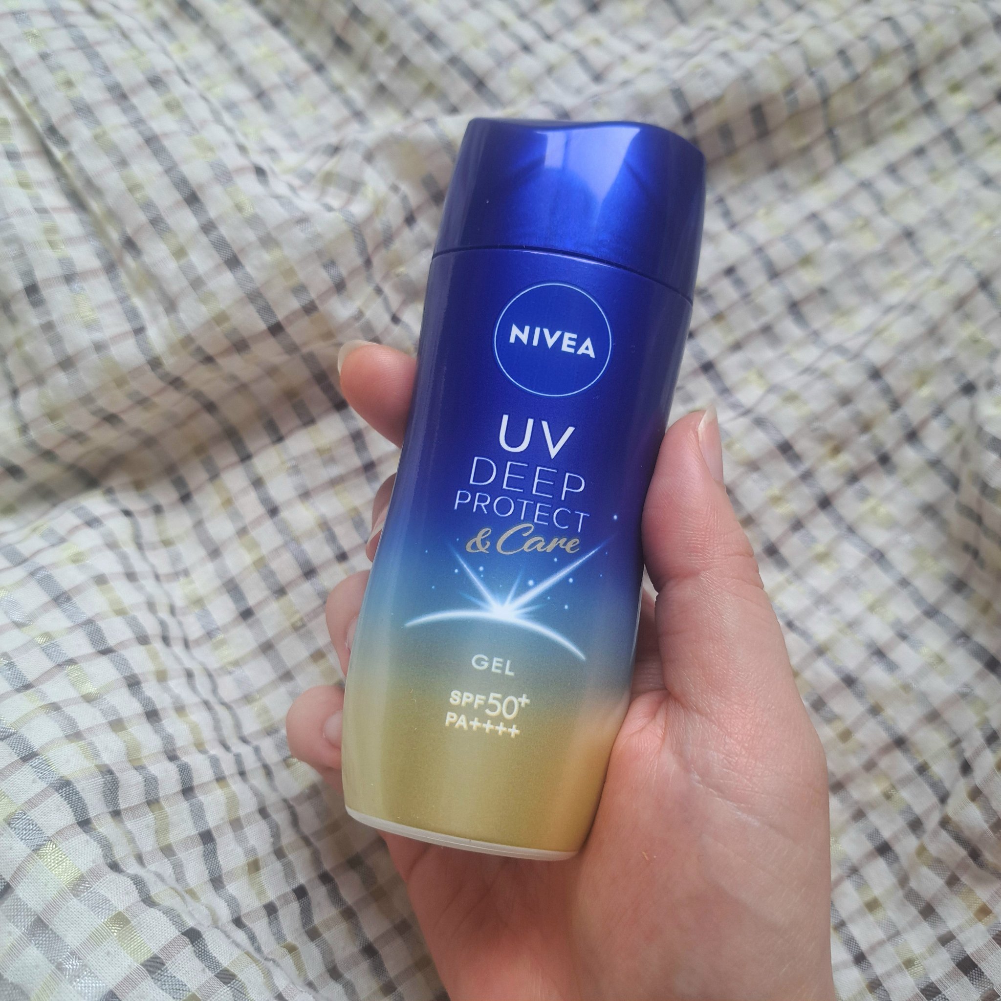 ☑︎︎ NIVEA
UV Deep Protect & Care Gel 80g
SPF50+ / PA++++
UV耐水性★★ 

からだ用に使っている日焼け止めはニベア！ 

みずみずしく柔らかで
するするとのびてくれ、 

べたべた、