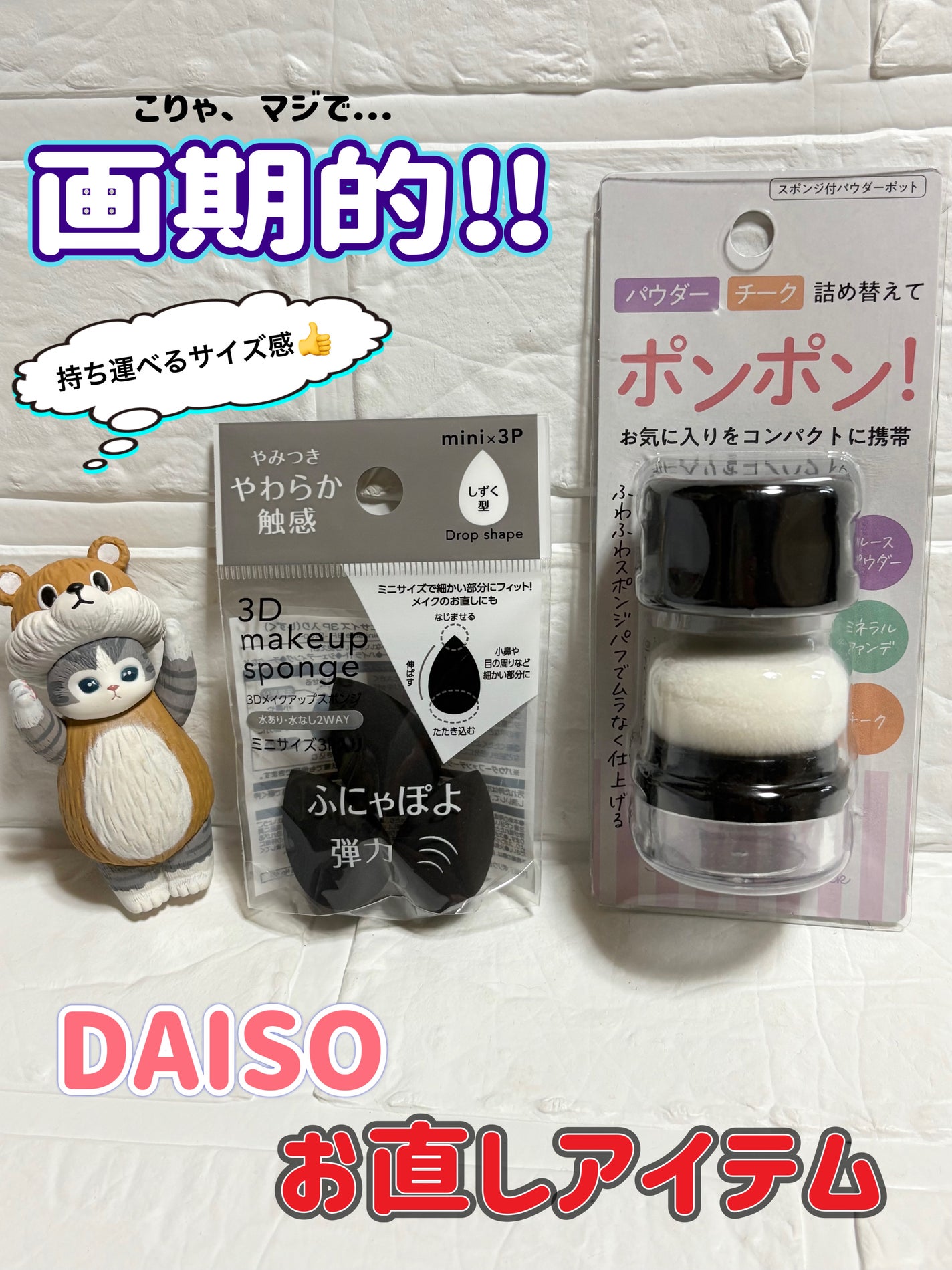 スポンジ付きチーク容器/DAISO/その他化粧小物を使ったクチコミ(1枚目)