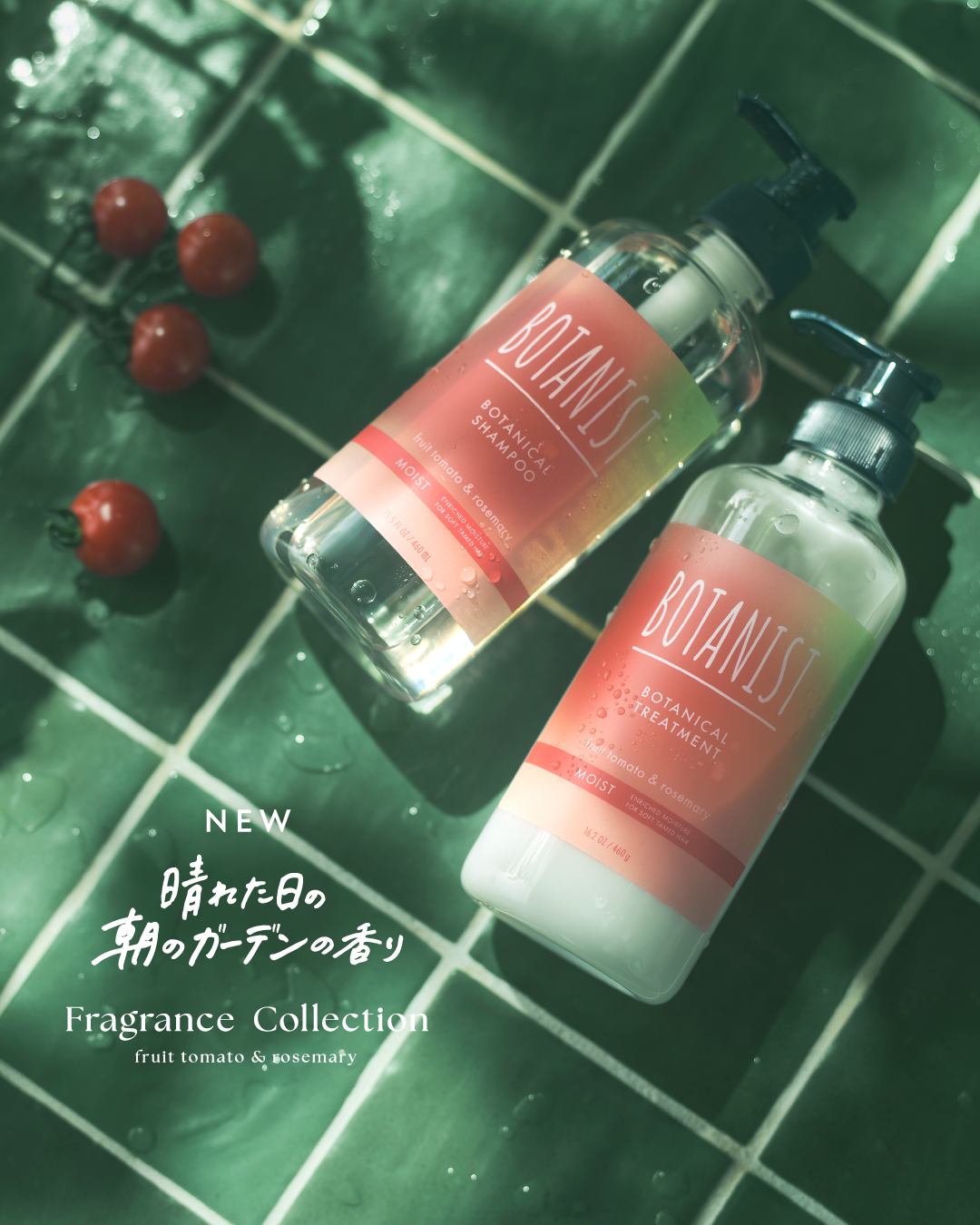 ＼発売開始✨／
<数量限定*>  晴れた日の朝のガーデンの香り
フルーツトマト&ローズマリー🍅

すっきりとしたローズマリーの香りと
摘みたてのような甘いフルーツトマトと ミュゲが爽やかに広がる香り🌿

LINE UP🌱
⚫︎シャンプ