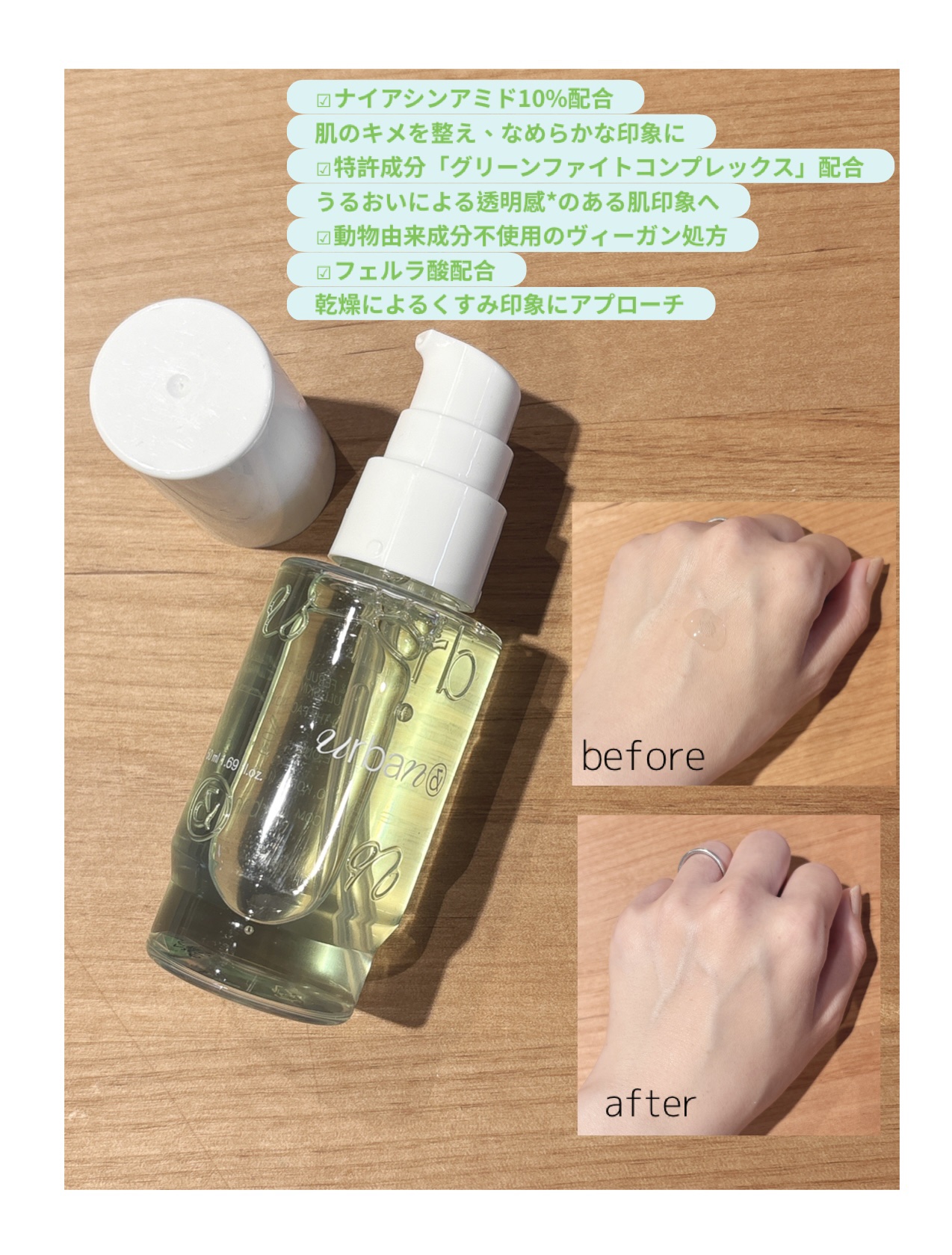 G3ナイアシンセラム/urbanand/美容液を使ったクチコミ（2枚目）