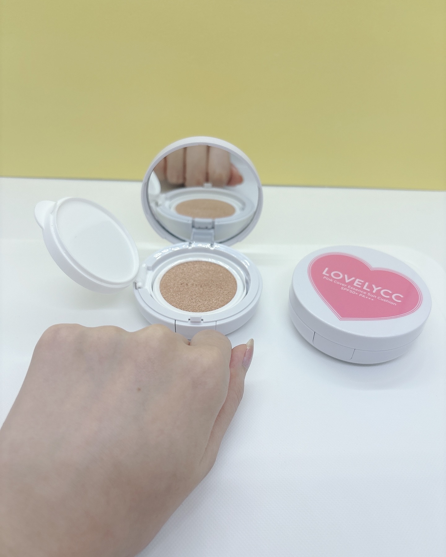 ピンクカバーエッセンスサンクッション/LOVELYCC/クッションファンデーションを使ったクチコミ（2枚目）