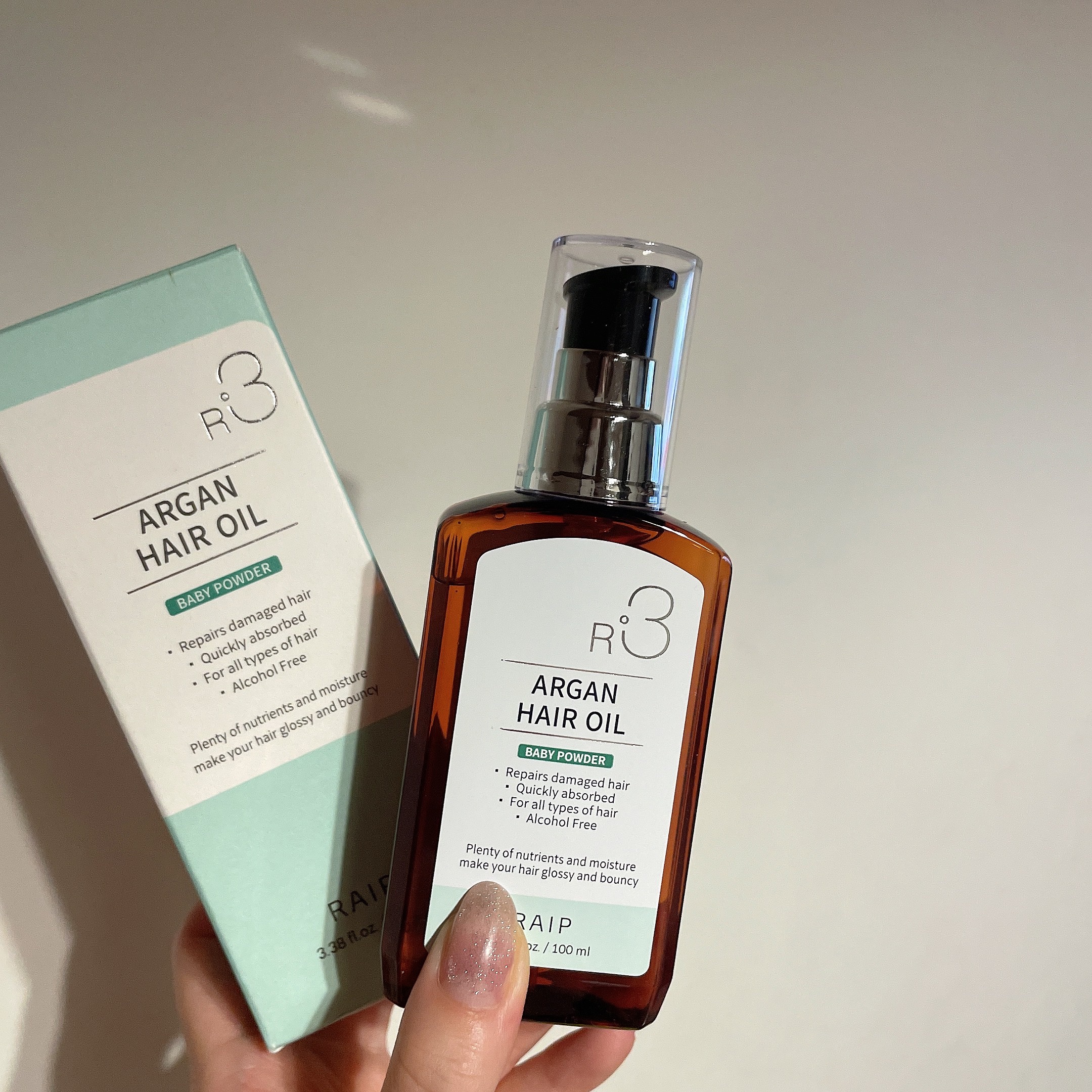 ライプ R3 アルガン ヘアオイル BABY POWDER/RAIP/ヘアオイルを使ったクチコミ（1枚目）