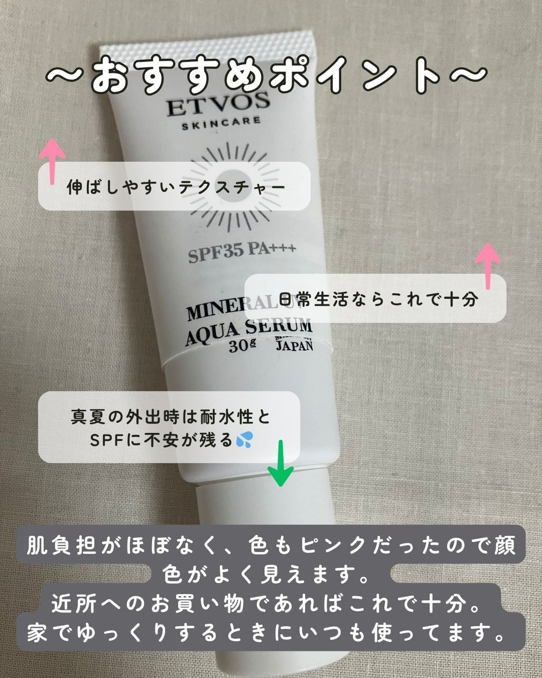 ミネラルUVアクアセラム/エトヴォス/美容液を使ったクチコミ(2枚目)