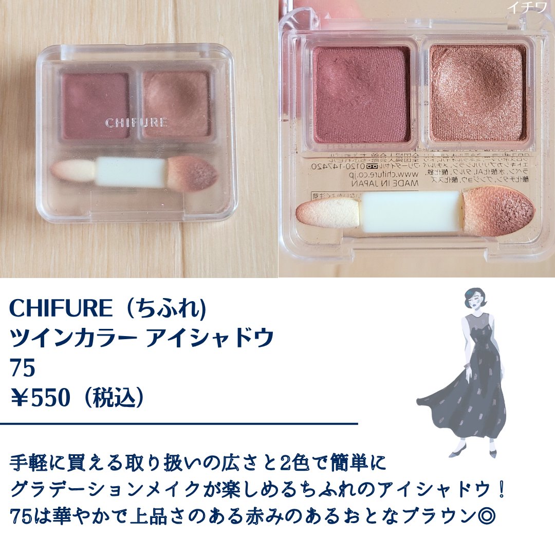 ツイン カラー アイシャドウ/ちふれ/アイシャドウパレットを使ったクチコミ（2枚目）