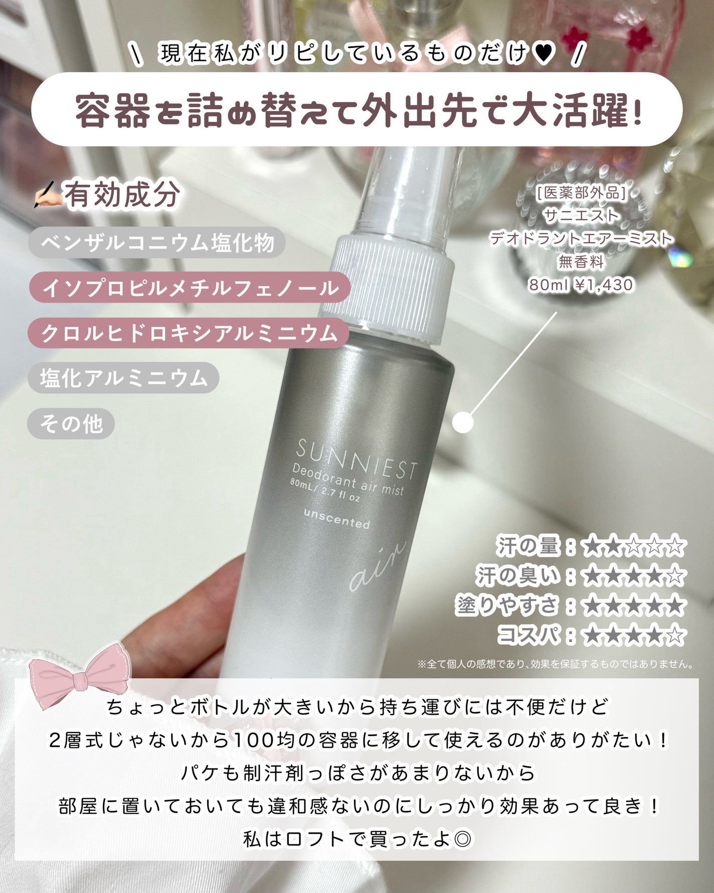 薬用メンソレータムリフレア デオドラントミスト/リフレア/デオドラント・制汗剤を使ったクチコミ(6枚目)