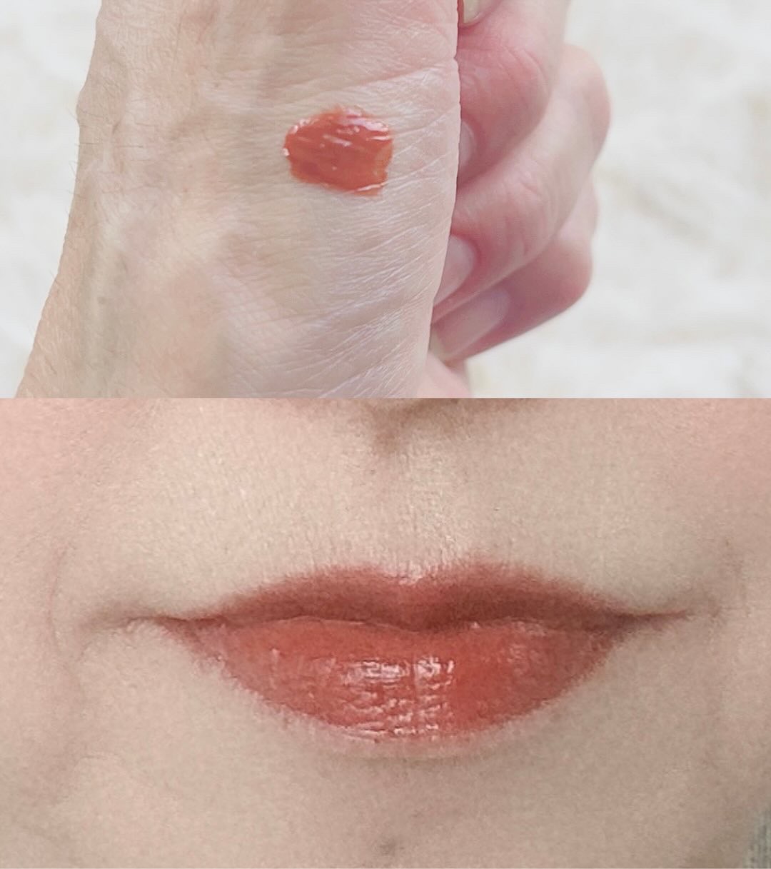 ウォーターグラスティント 04 キャラメル/hana by hince/口紅を使ったクチコミ（3枚目）