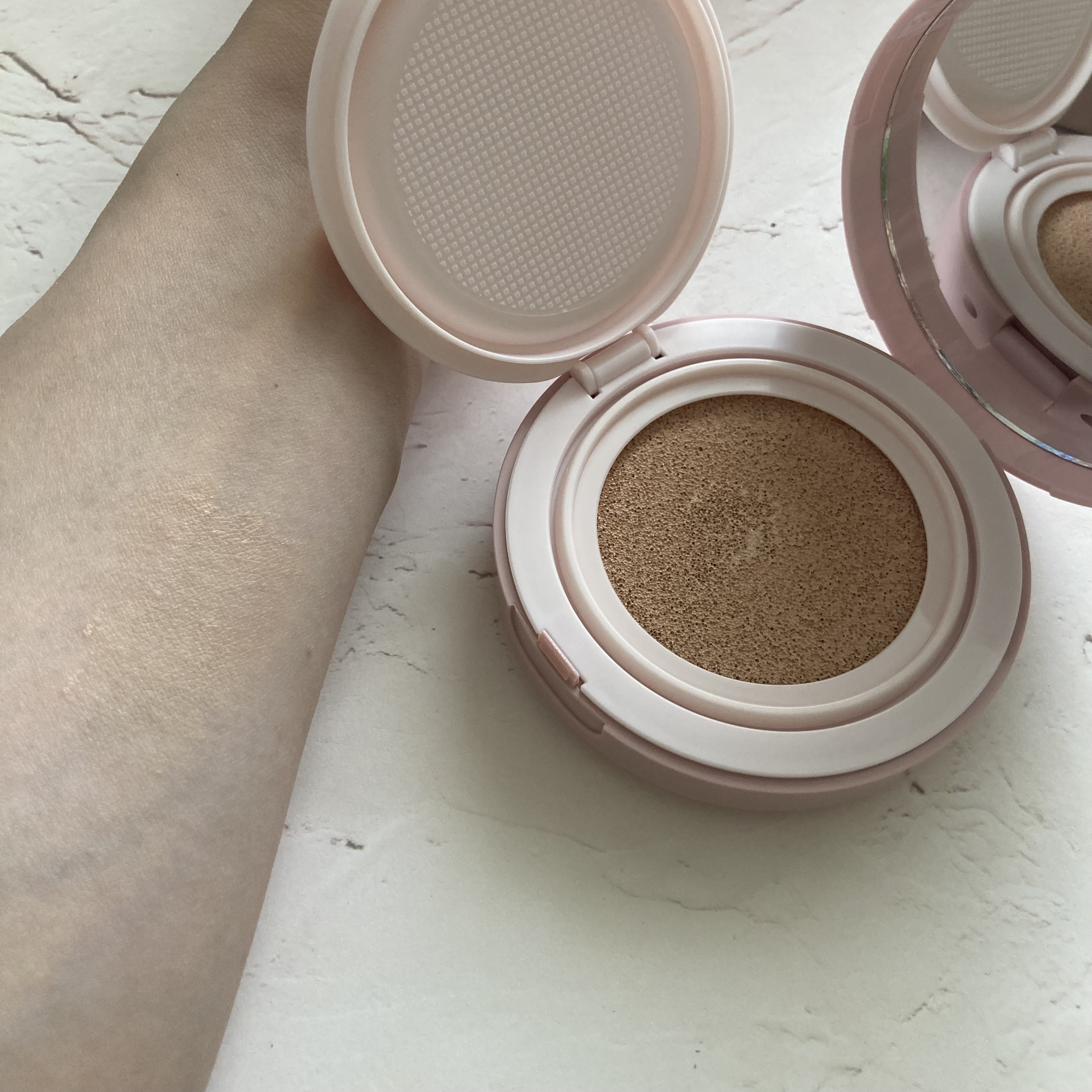 フィットグロウクッション 03 ピンクナチュラル/キャンメイク/クッションファンデーションを使ったクチコミ（2枚目）