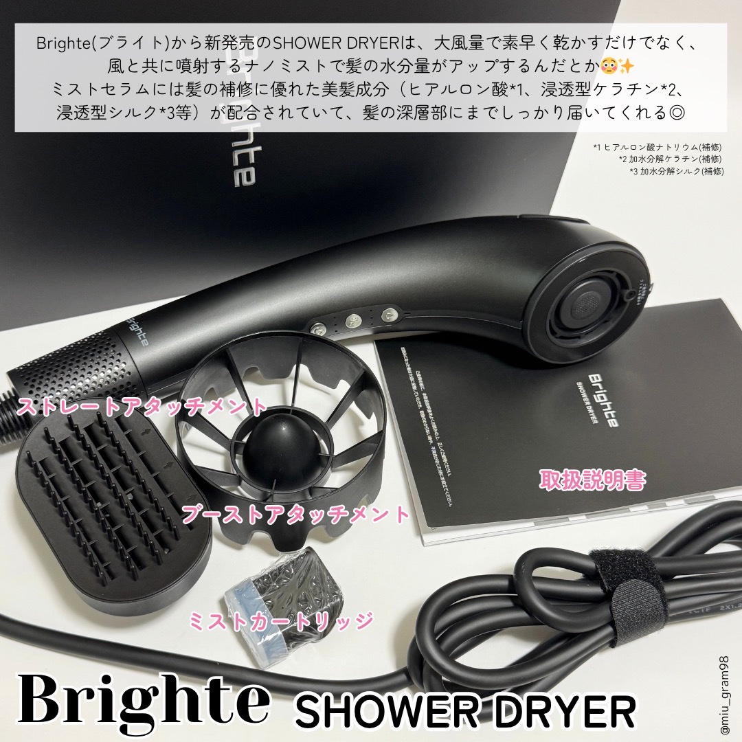 Brighte Shower Dryer ブラック Brighte ヘアドライヤー ブラック