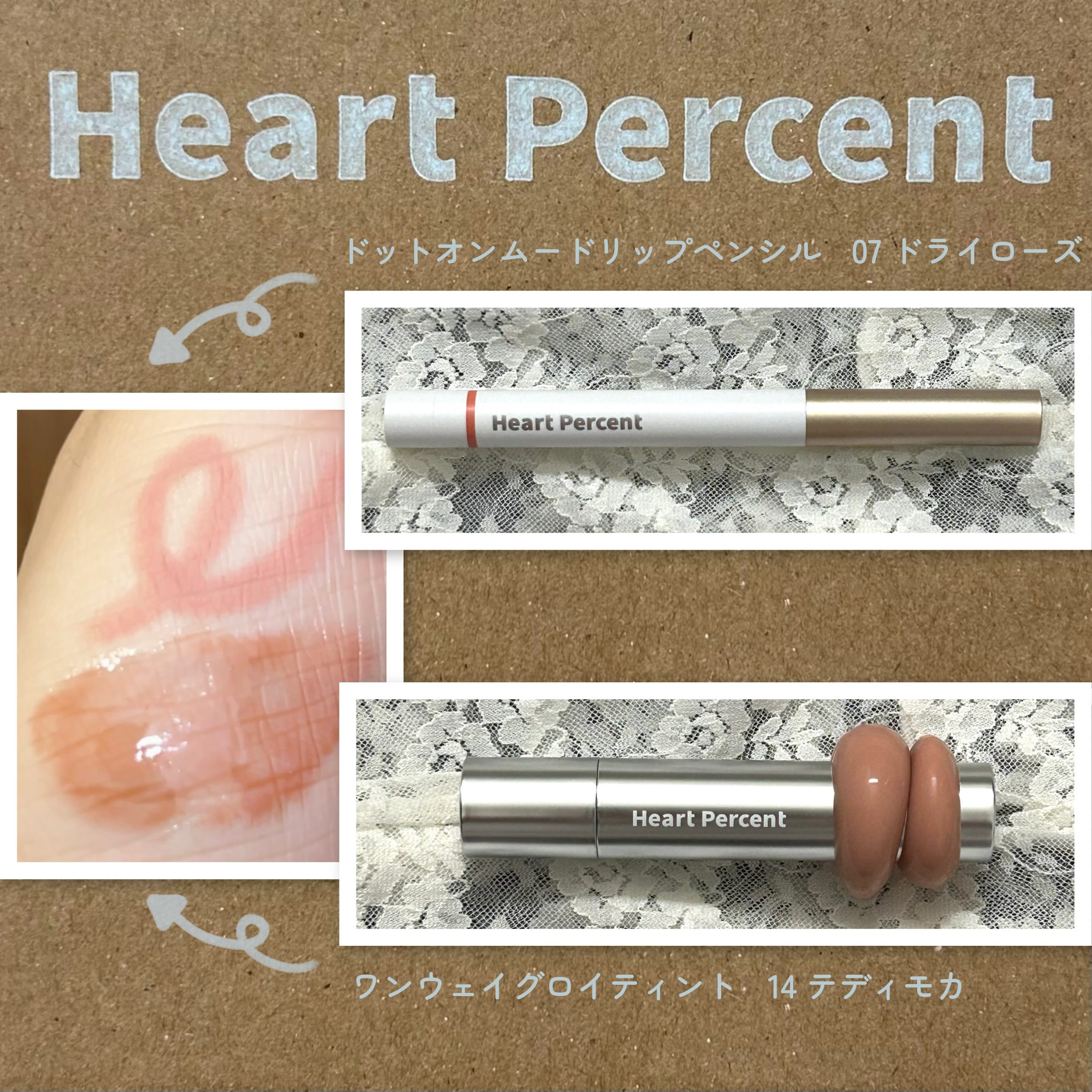 ドットオンムードワンウェイグロイティント/Heart Percent/リップティントを使ったクチコミ（2枚目）