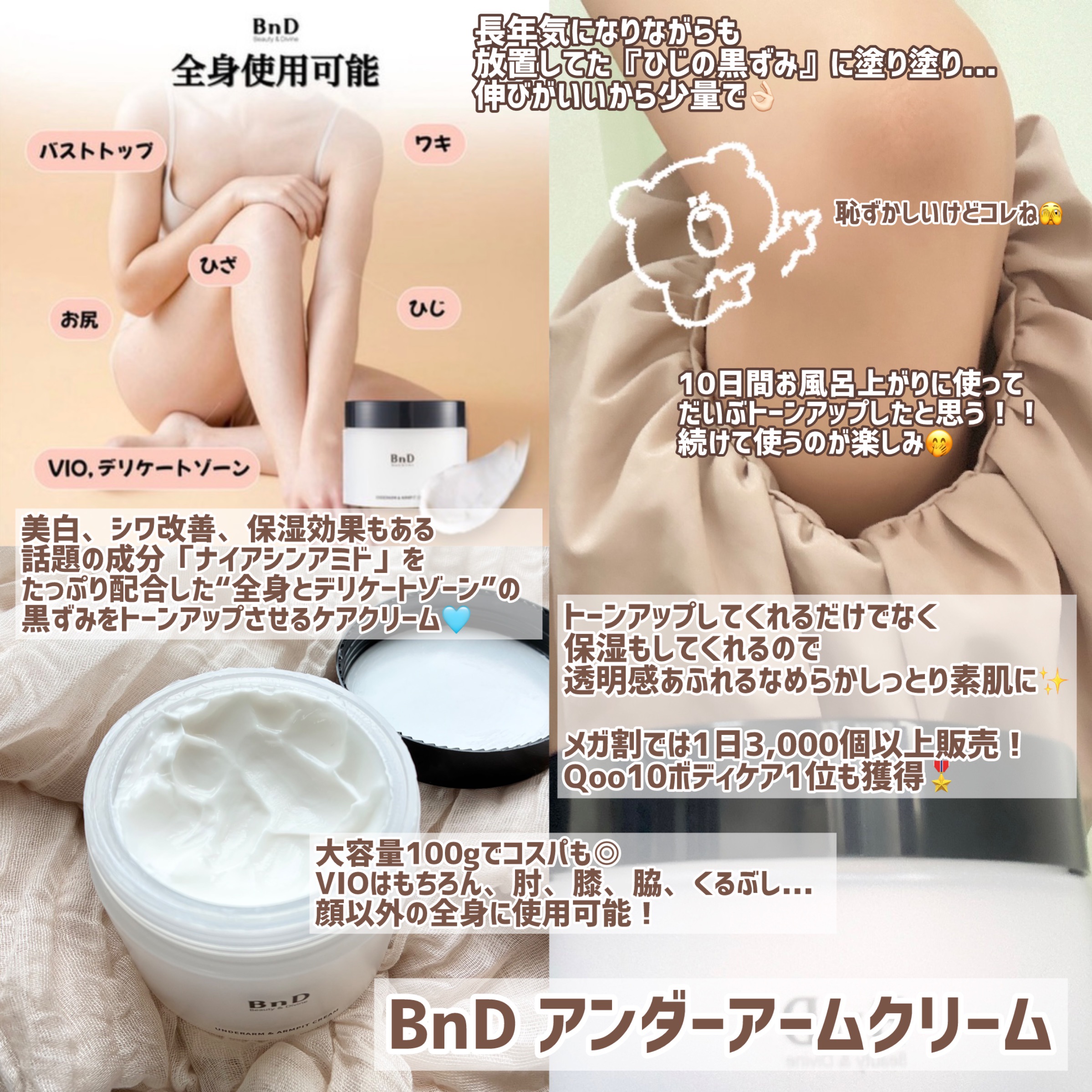 BnDアンダーアームクリーム(ボディクリーム)/BnD/デリケートゾーンケアを使ったクチコミ（2枚目）