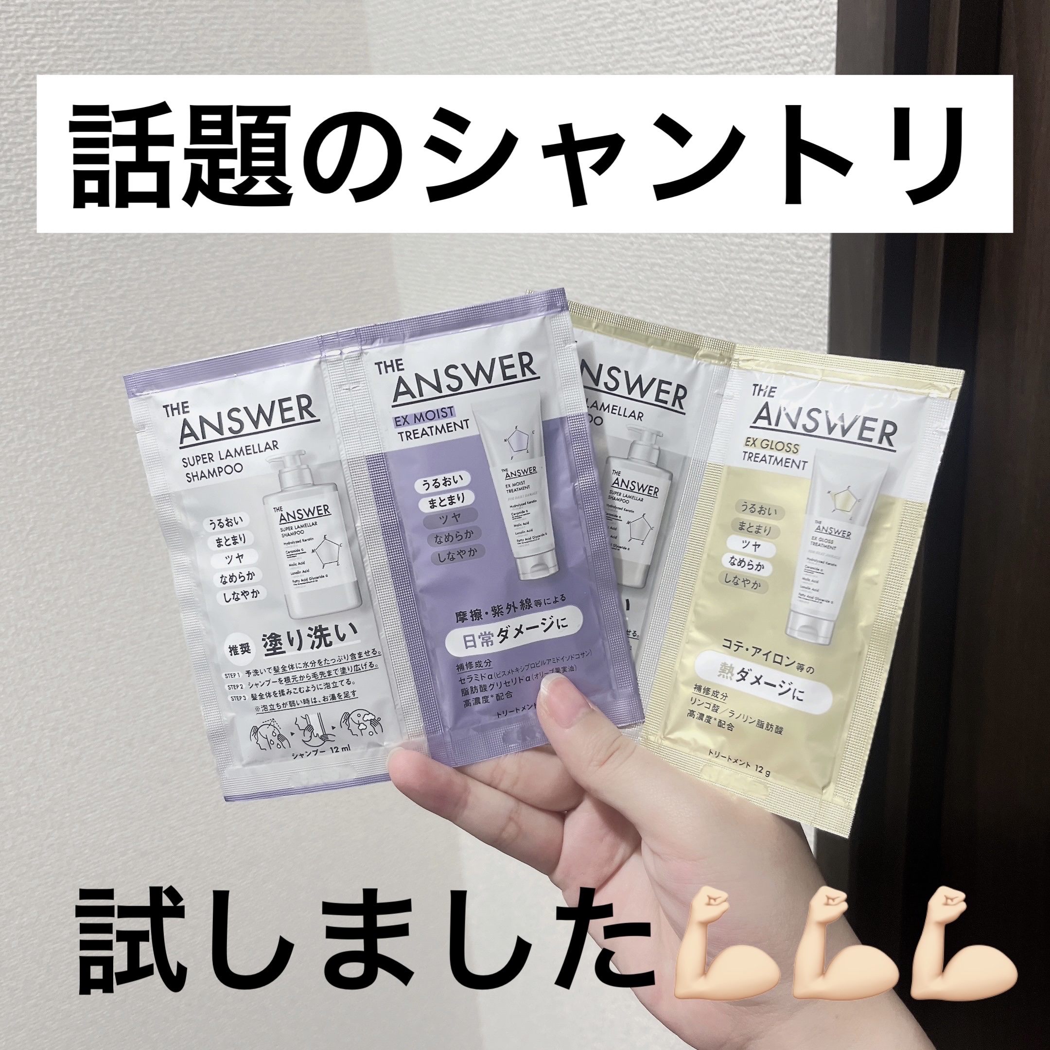 THE ANSWER EXモイストトリートメント FOR DAILY DAMAGE お試し1回分 8g/THE ANSWER/洗い流すヘアトリートメントを使ったクチコミ（1枚目）