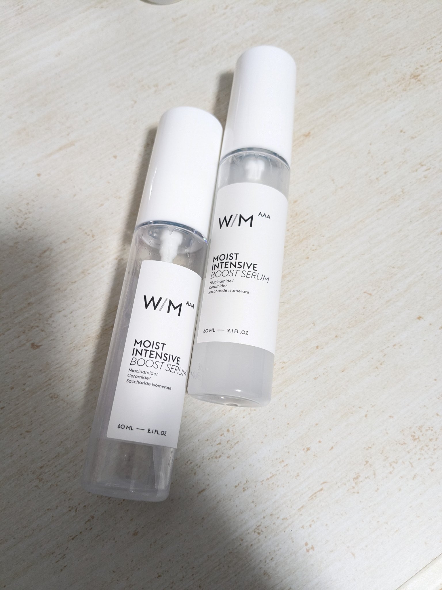 【使いきり&リピ中♡】

Ｗ/M AAA モイストインテンシブ ブーストセラム

マツキヨブランドの導入美容液です！

洗顔後の1番初めに使用します。私は毎回2プッシュ使用しています！
保湿成分のナイアシンアミドが水の次に多い成分で、たっぷ