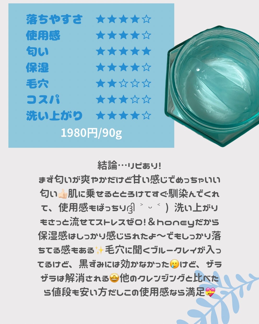 アンドハニー サボン クレンジングバーム ブルークレイ/&honey/クレンジングバームを使ったクチコミ(2枚目)