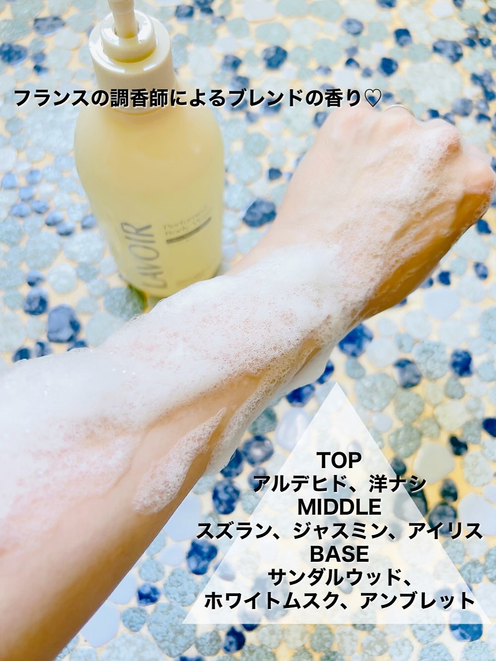 LAVOIR パフューム ボディウォッシュ ホワイトムスク&アンバーのクチコミ「🖇
香りに癒されながら、
やさしく肌を洗えるボディウォッシュ🛁🫧
⁡
LAVIOR（ラヴア）パ.....」（3枚目）