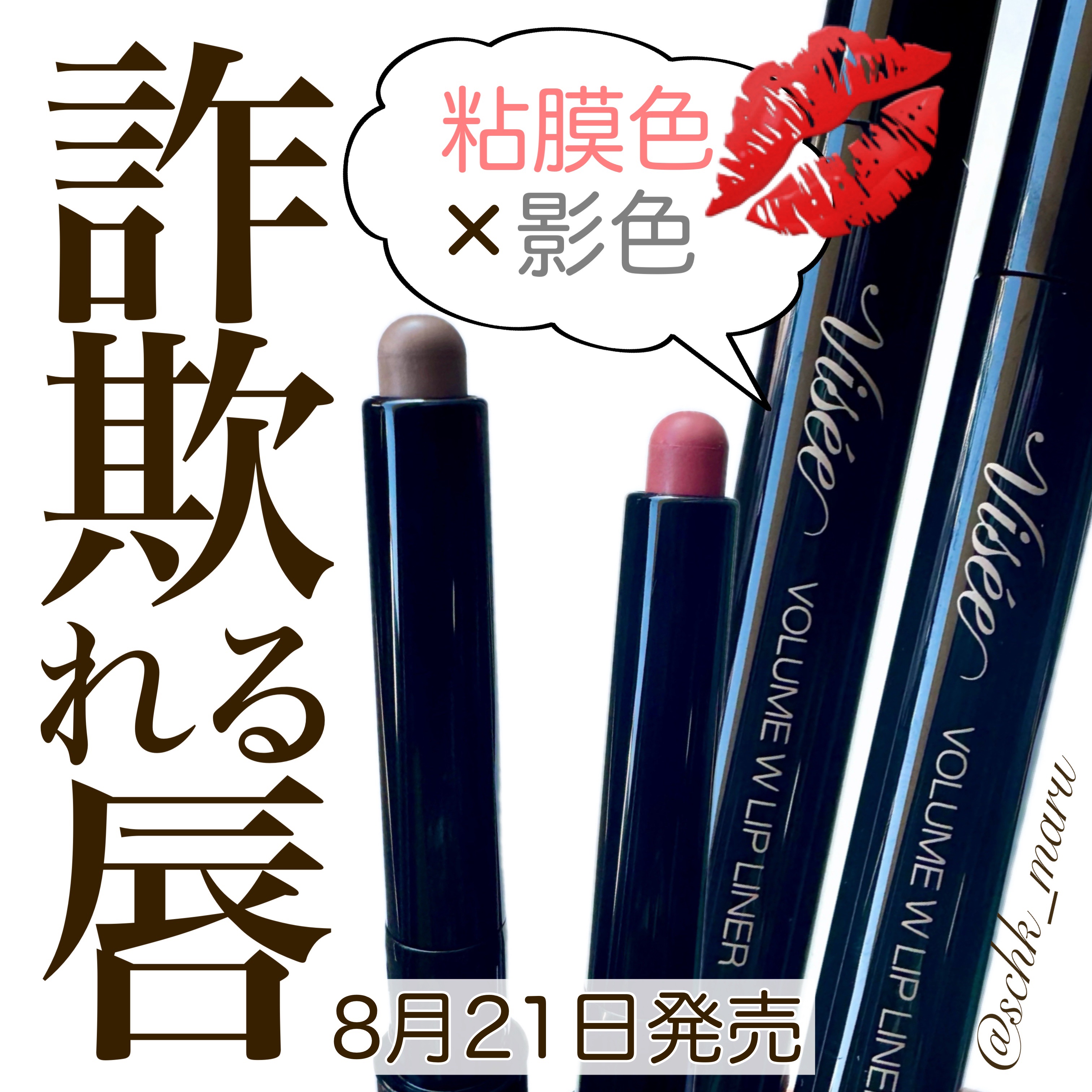 ボリューム Ｗリップライナー 01 ピーチベージュ&ウォームブラウン/Visée/リップライナーを使ったクチコミ（1枚目）